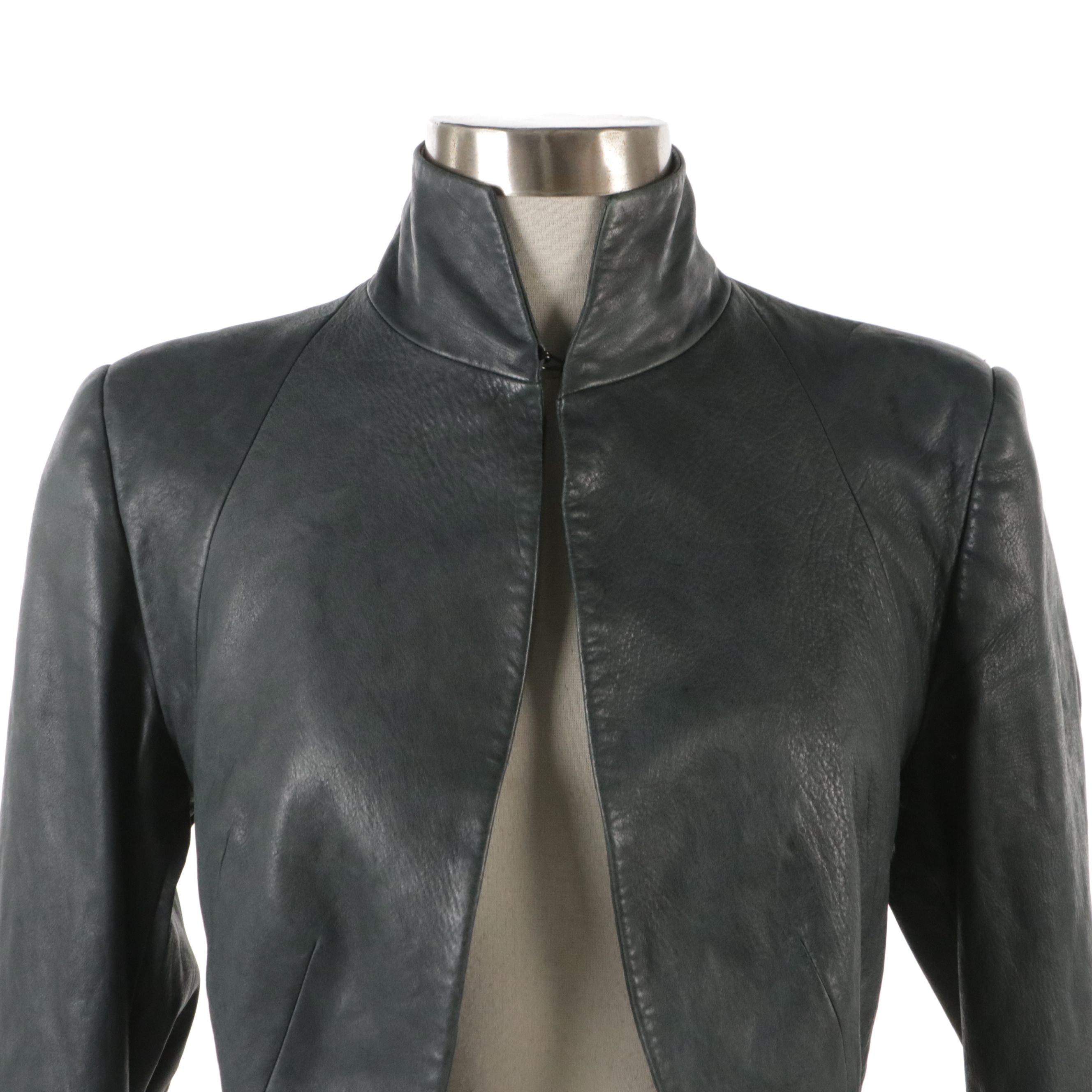 Haider Ackermann Leather Bolero Jacket with Corset Lace-Up Detail