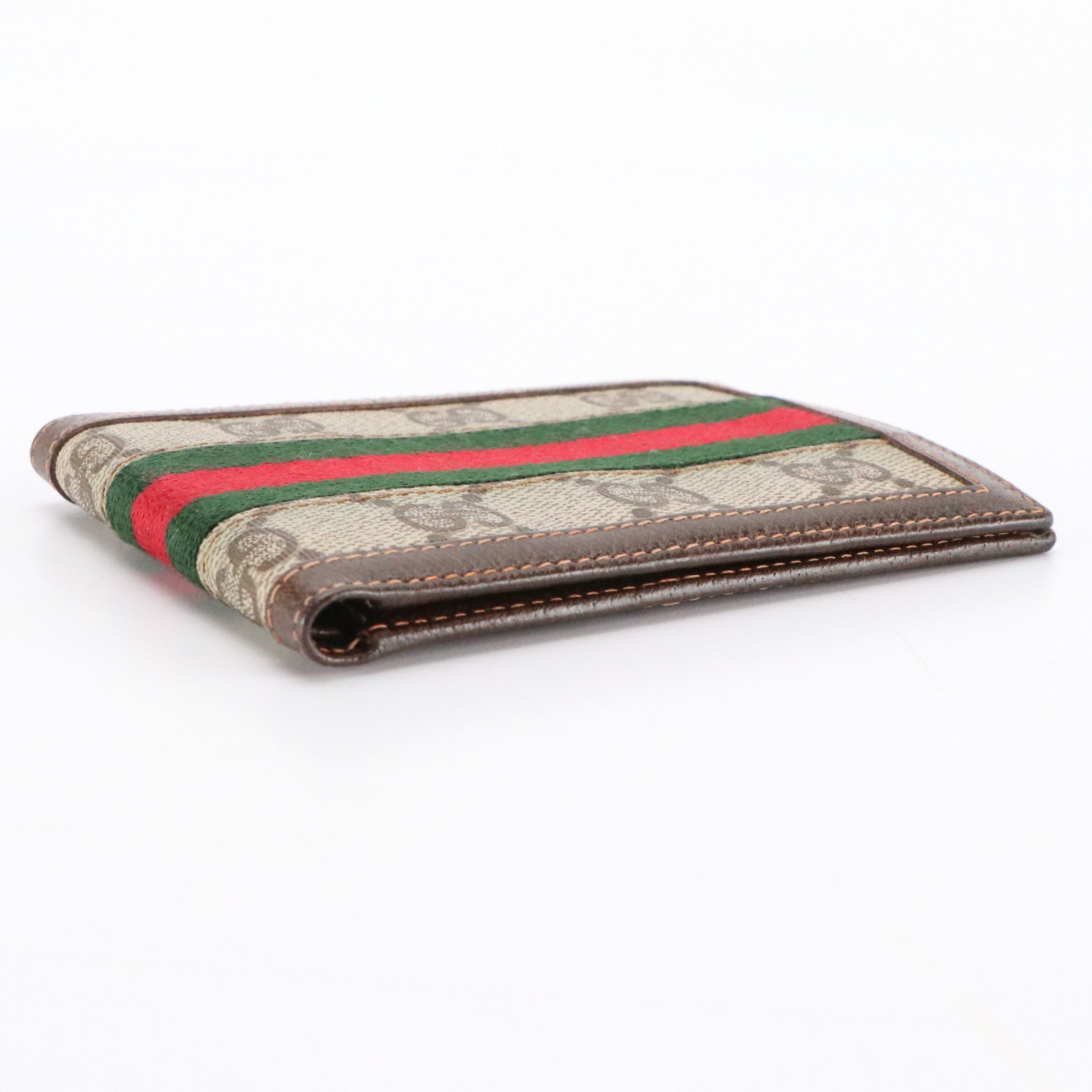 Gucci Accessory Collection Web Stripe Bifold Wallet in GG Supreme Canvas