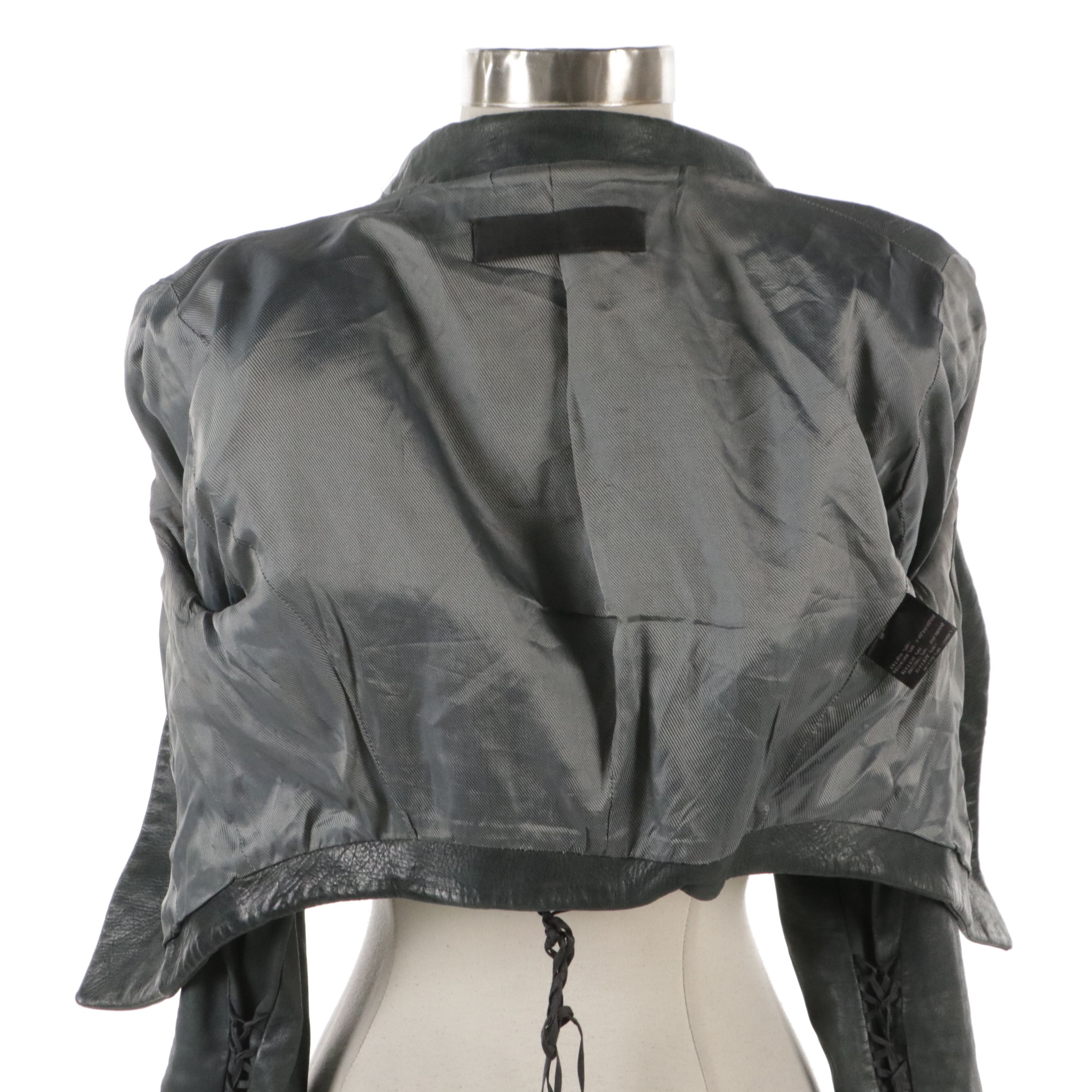 Haider Ackermann Leather Bolero Jacket with Corset Lace-Up Detail