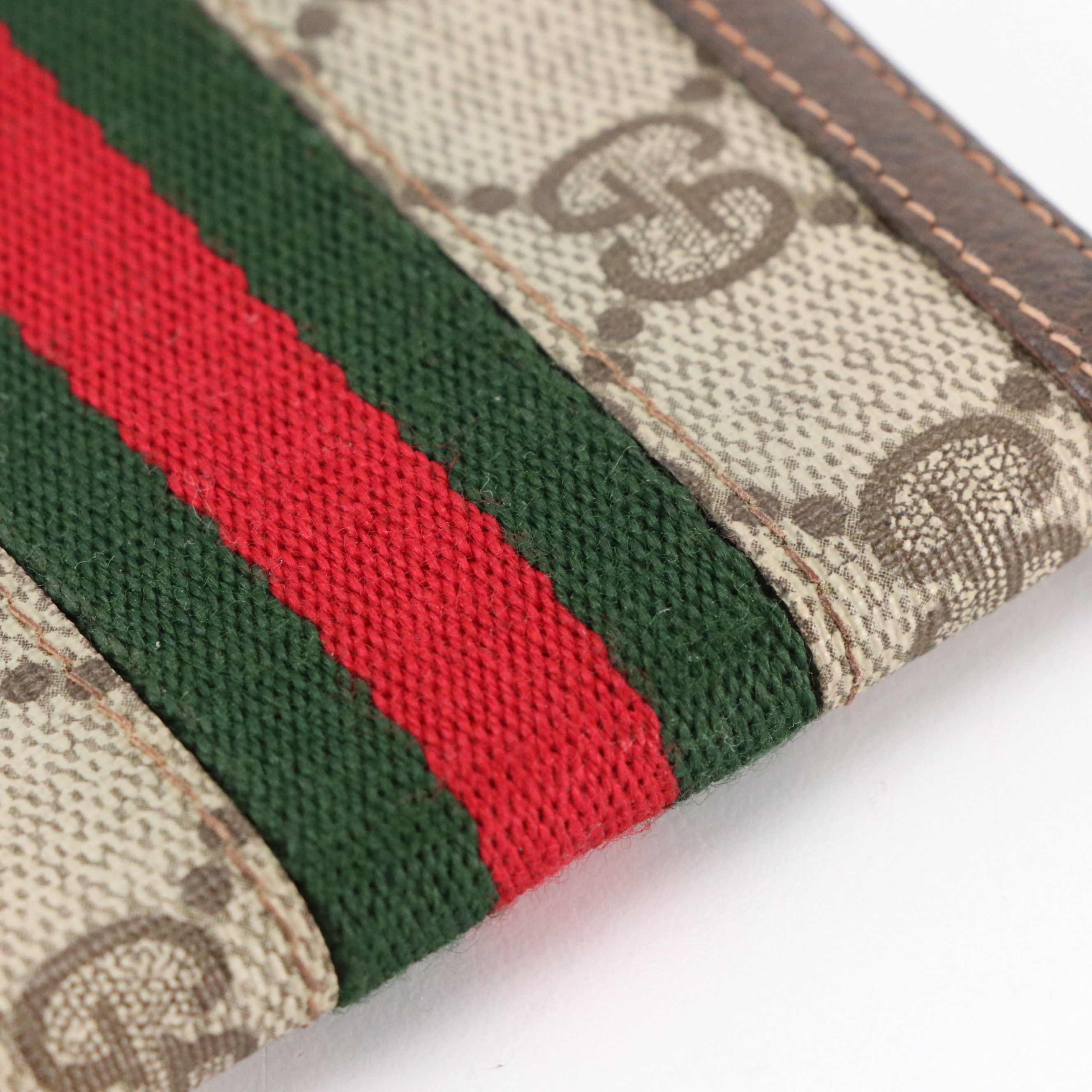 Gucci Accessory Collection Web Stripe Bifold Wallet in GG Supreme Canvas