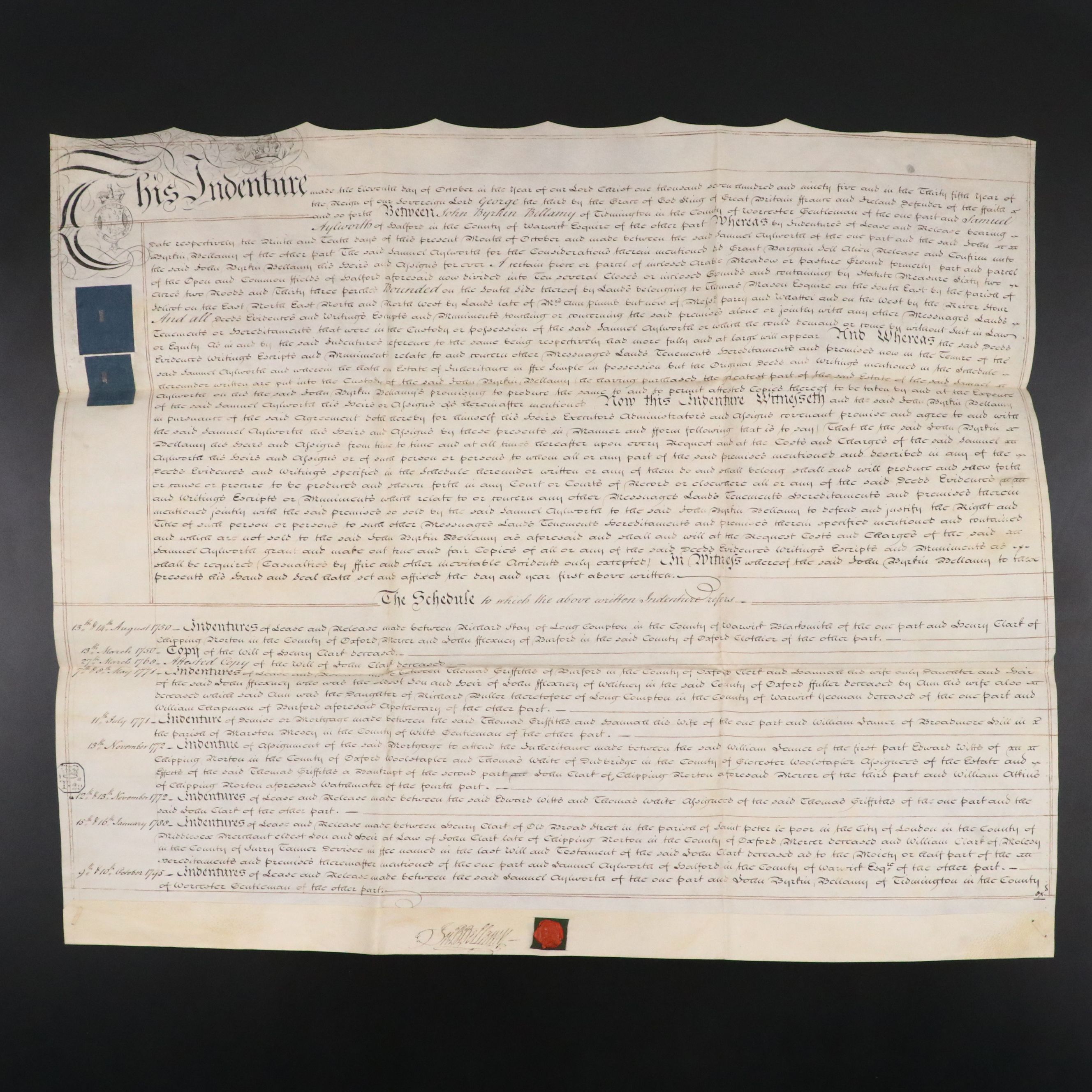 1830 English Vellum Indenture Document