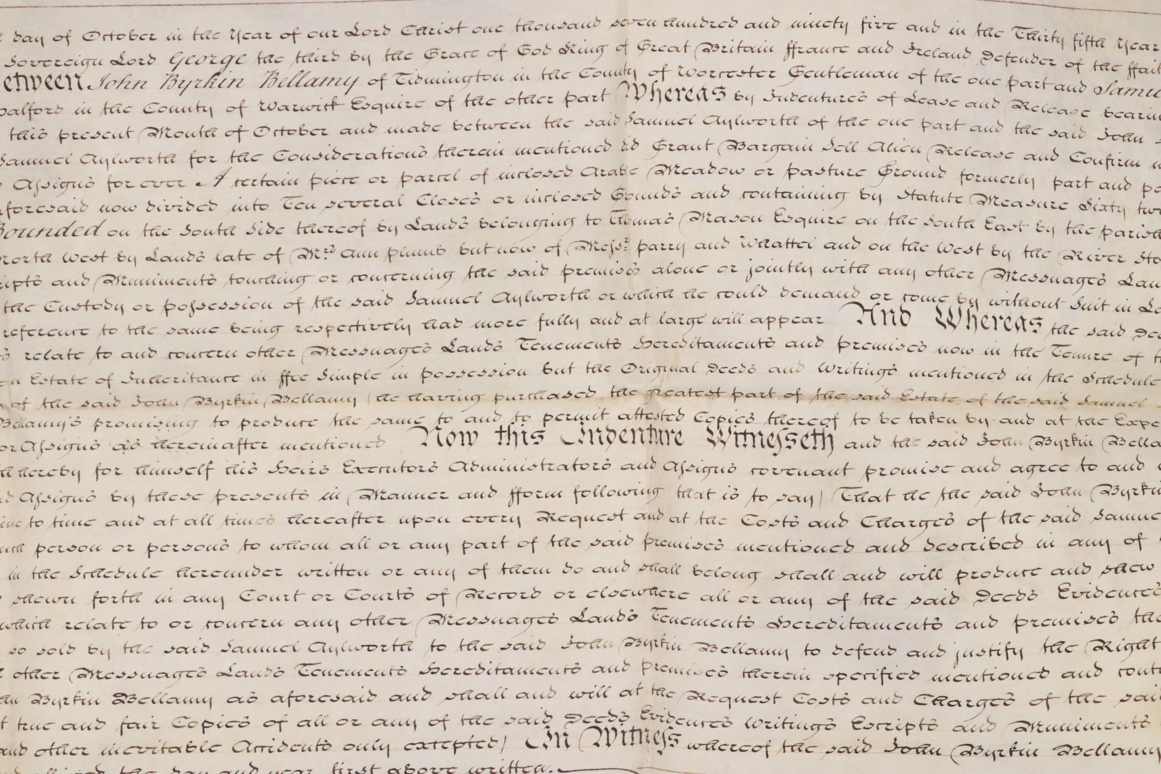 1830 English Vellum Indenture Document