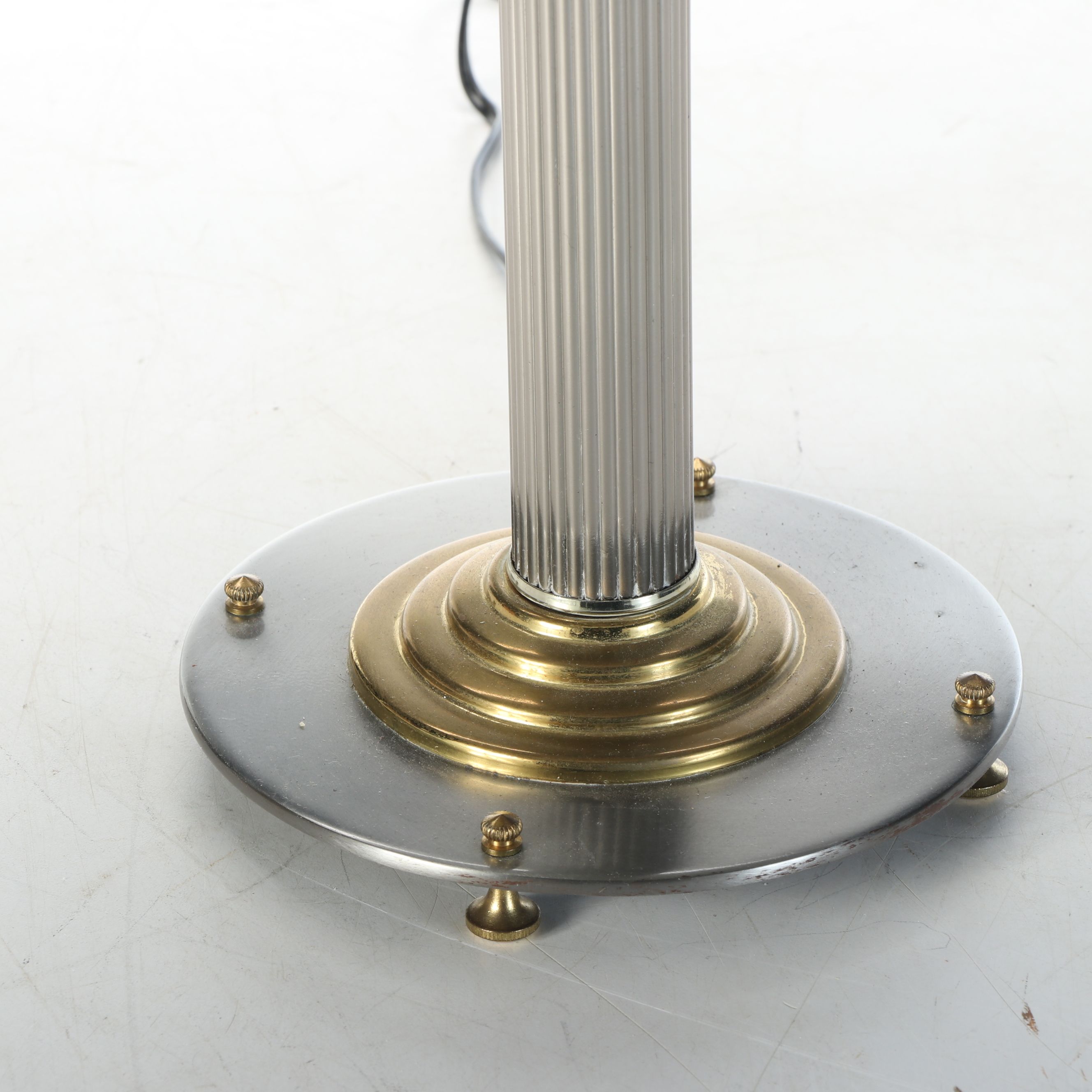 Postmodern Two-Tone Metal Table Lamp and Other Floor Lamp with Drum Shade