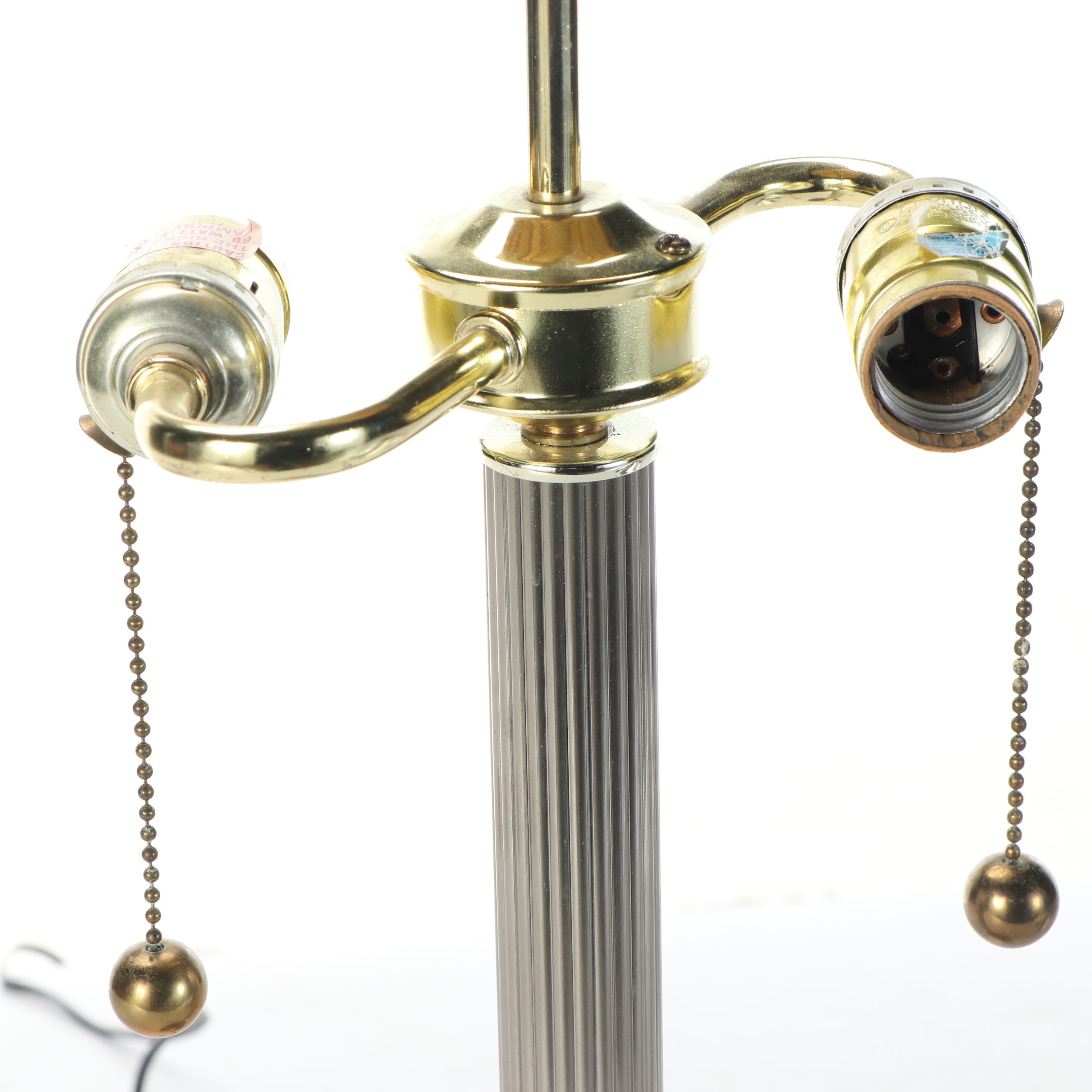 Postmodern Two-Tone Metal Table Lamp and Other Floor Lamp with Drum Shade