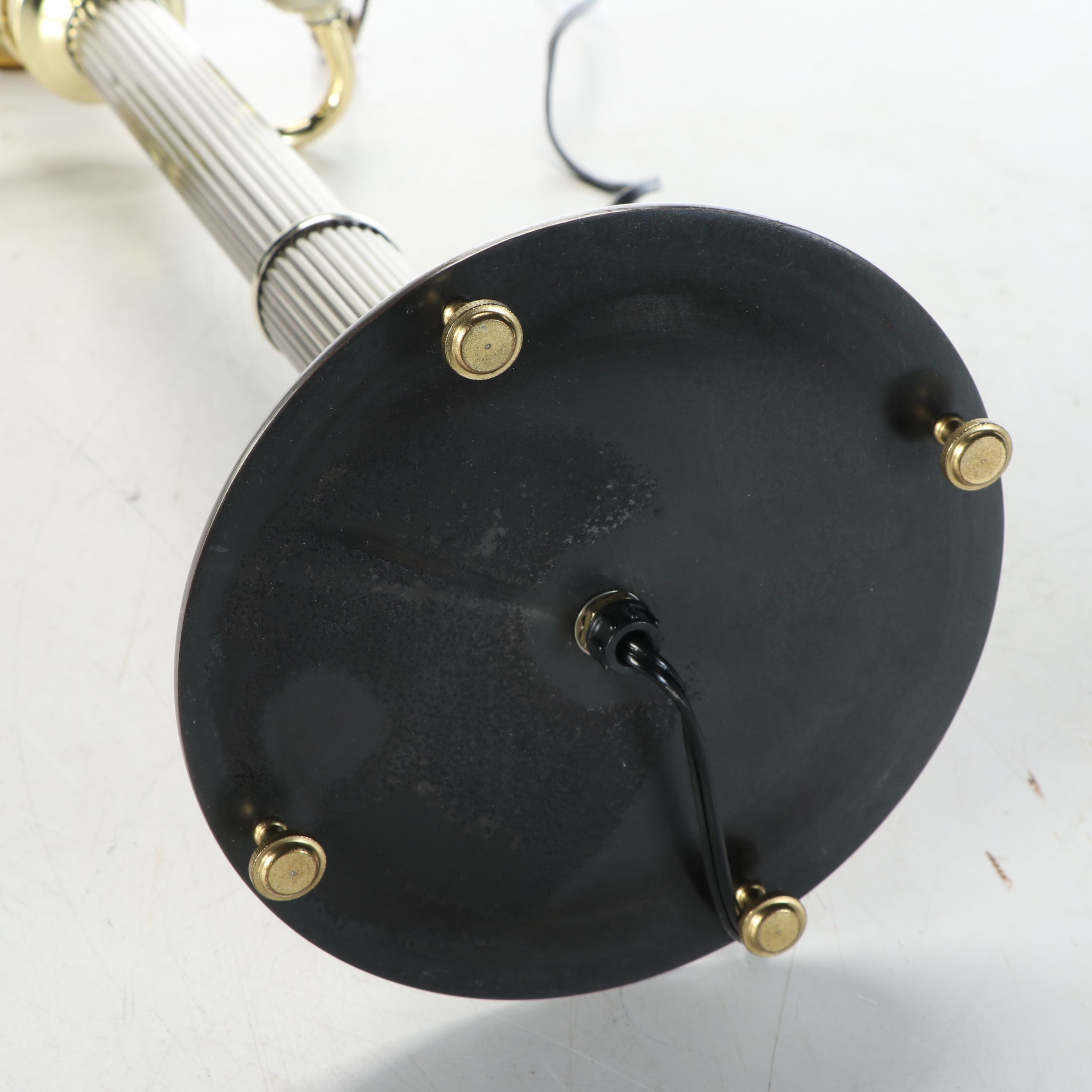 Postmodern Two-Tone Metal Table Lamp and Other Floor Lamp with Drum Shade