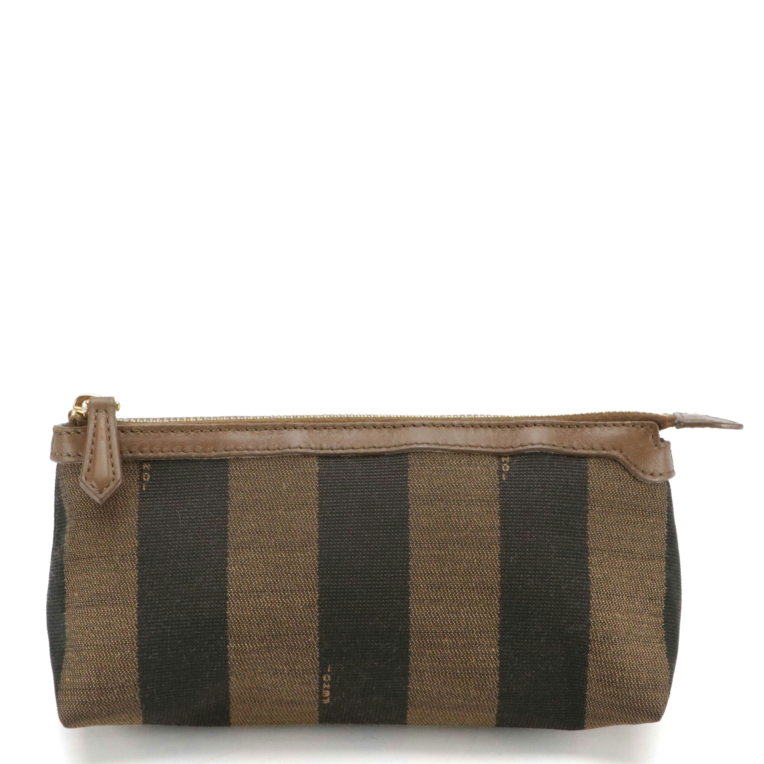 Fendi Cosmetic Zip Pouch 7N0074 in Pequin Stripe Jacquard Canvas