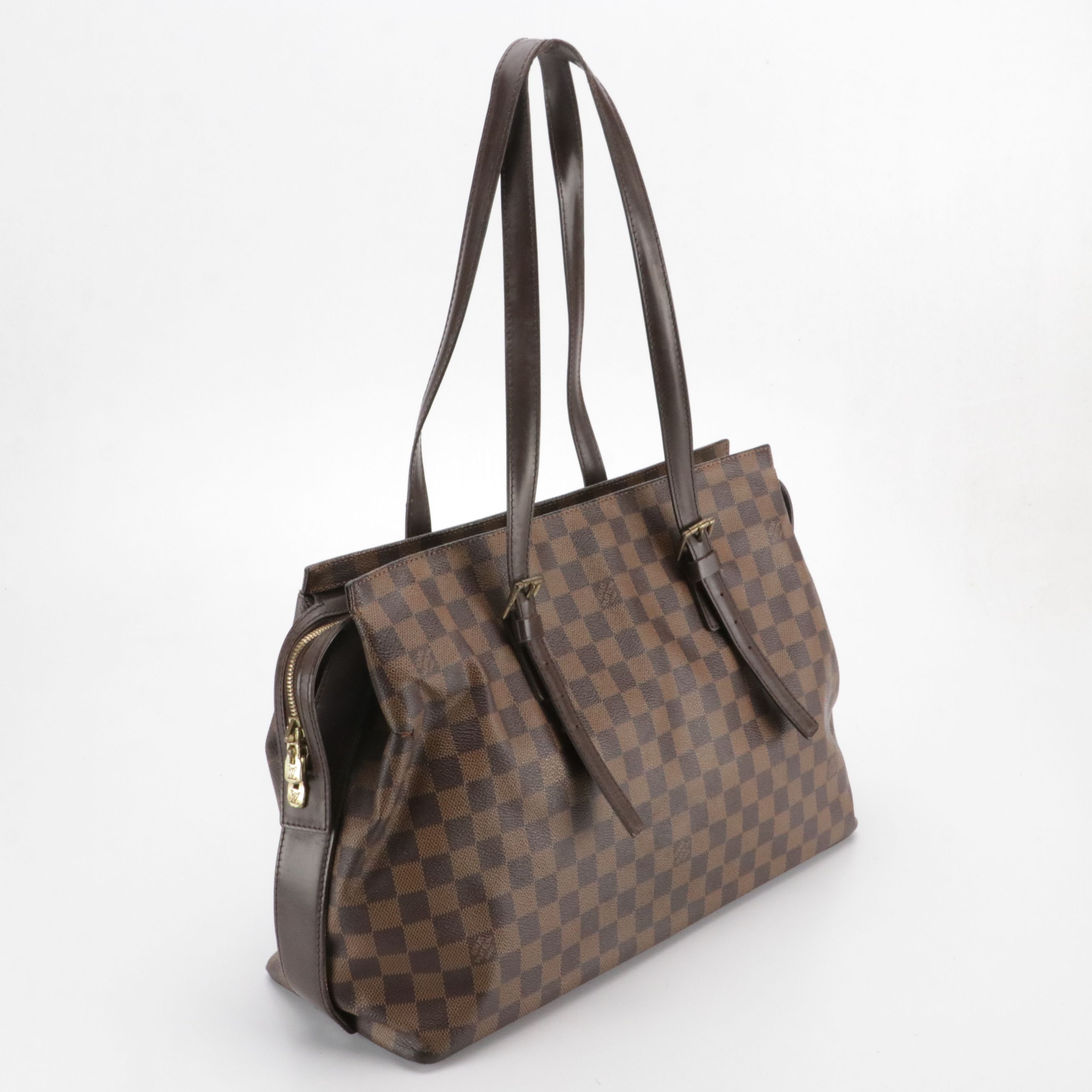 Louis Vuitton Chelsea Zip Shoulder Bag in Damier Ebene Canvas and Leather