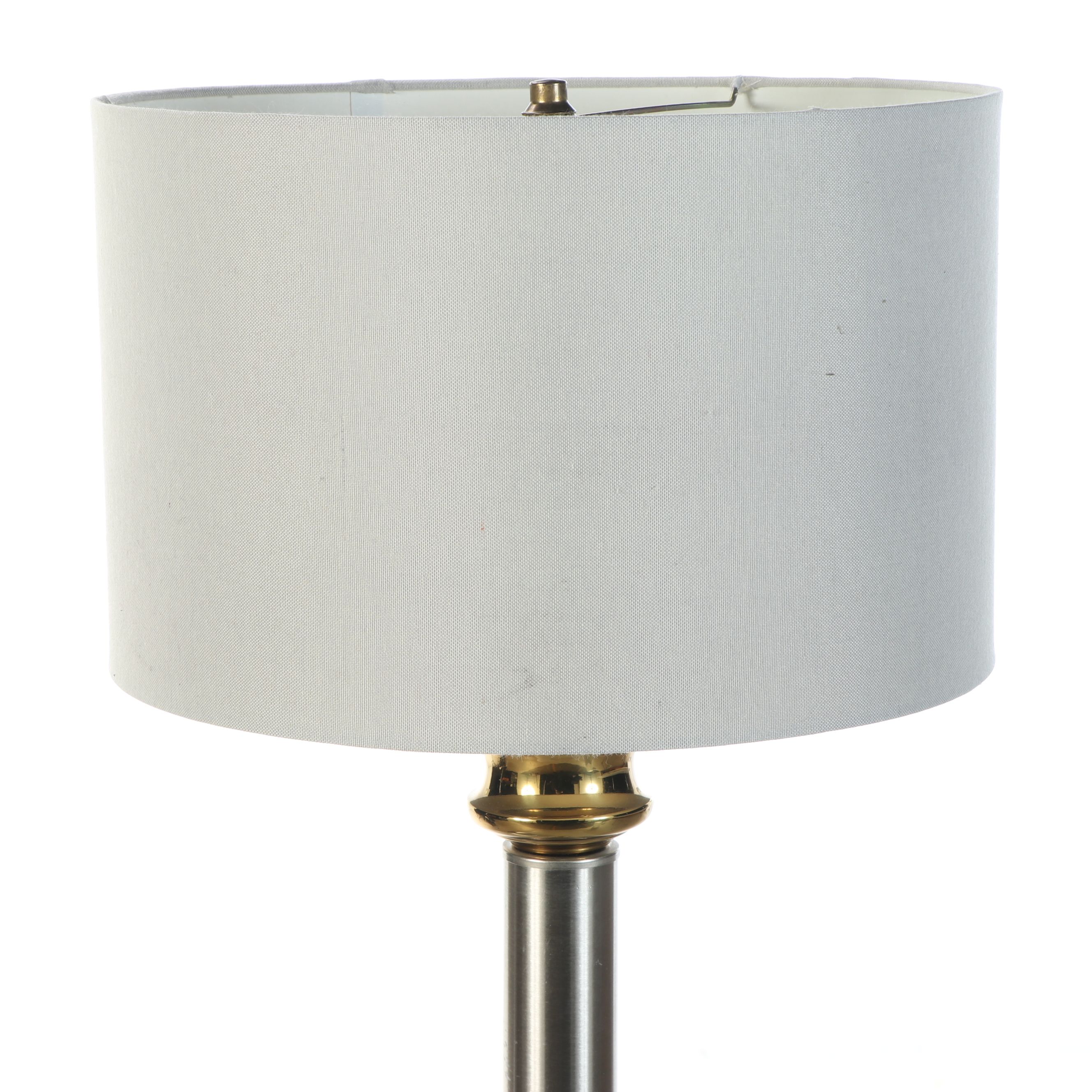 Postmodern Two-Tone Metal Table Lamp and Other Floor Lamp with Drum Shade