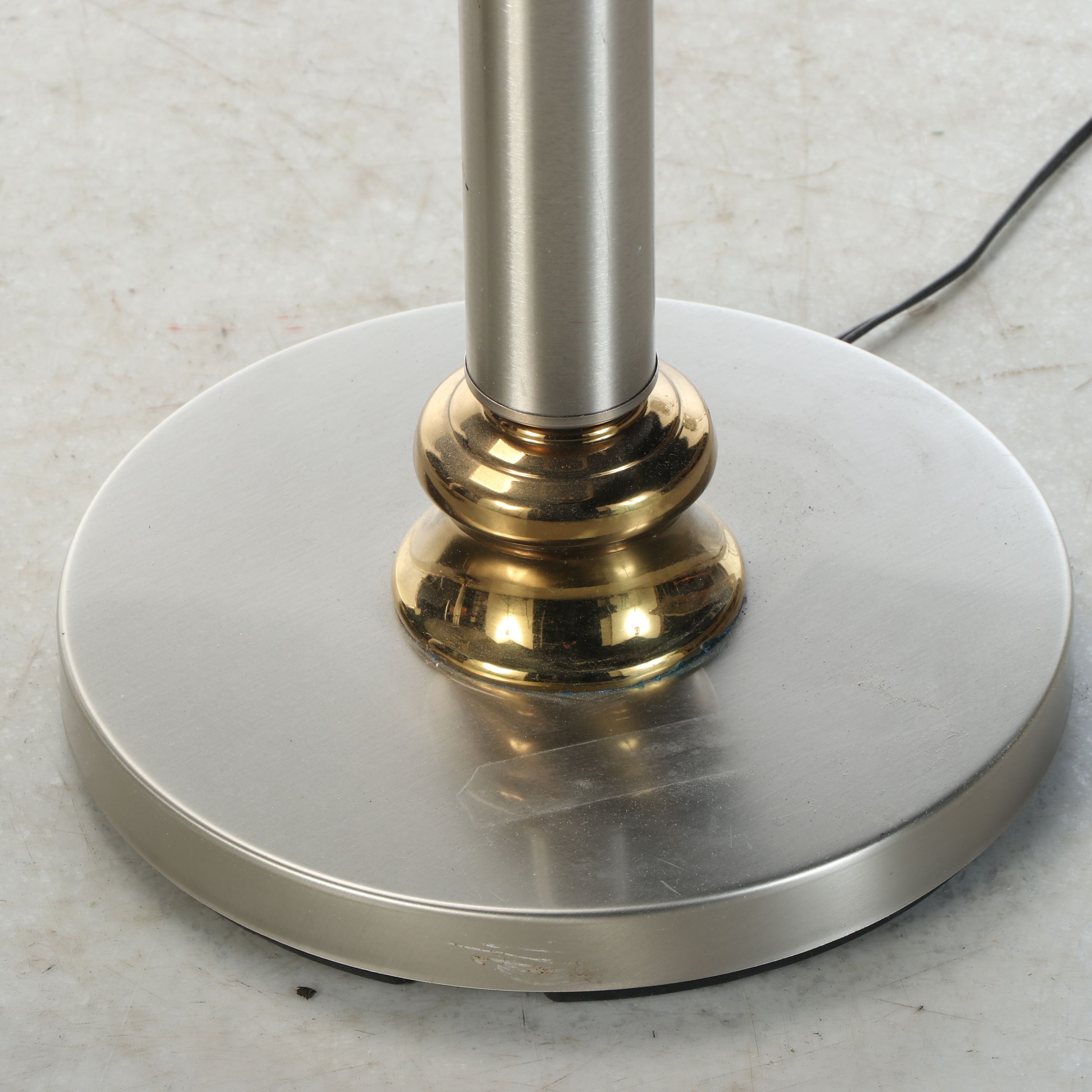 Postmodern Two-Tone Metal Table Lamp and Other Floor Lamp with Drum Shade
