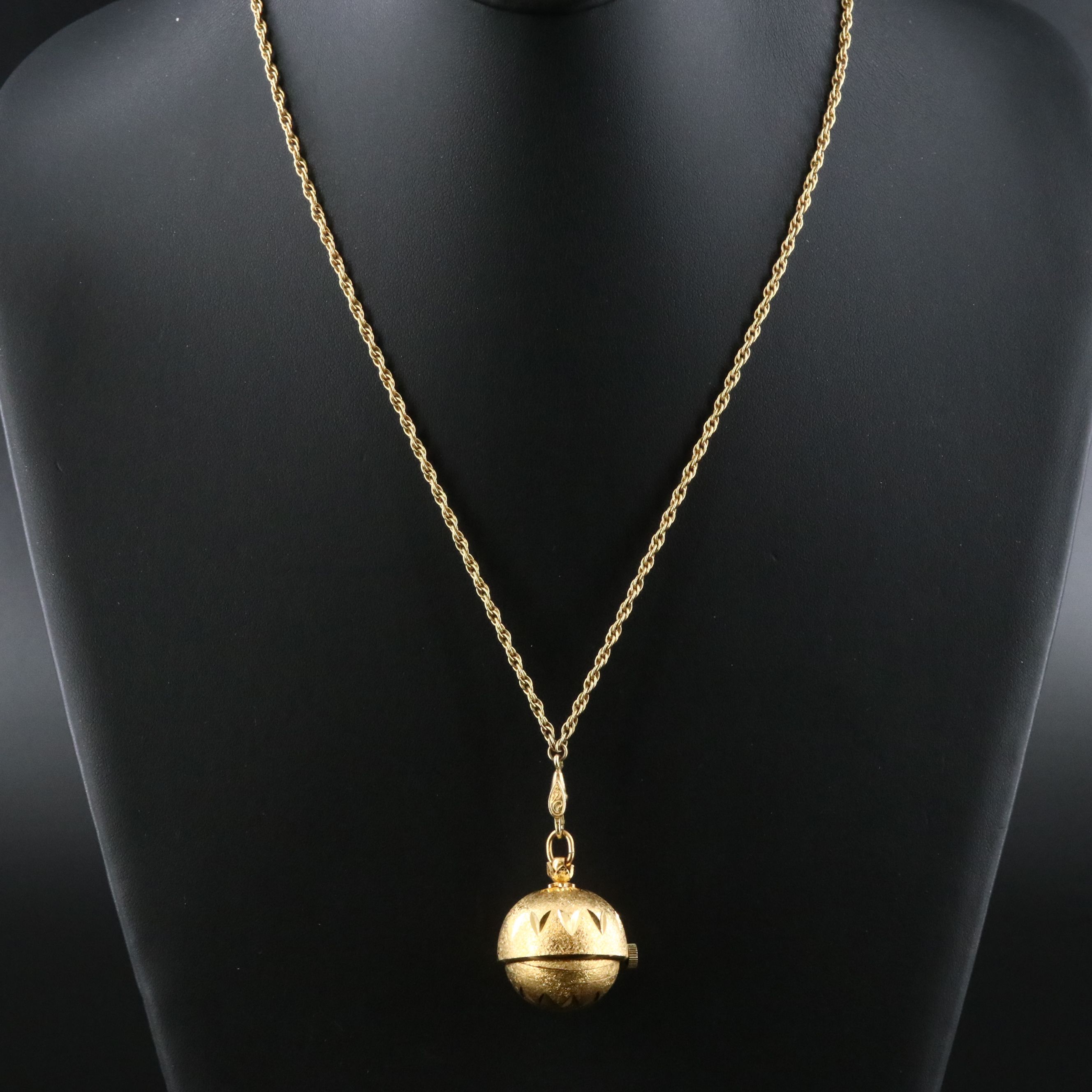 Bucherer Textured and Patterned Swiss Ball Pendant Watch