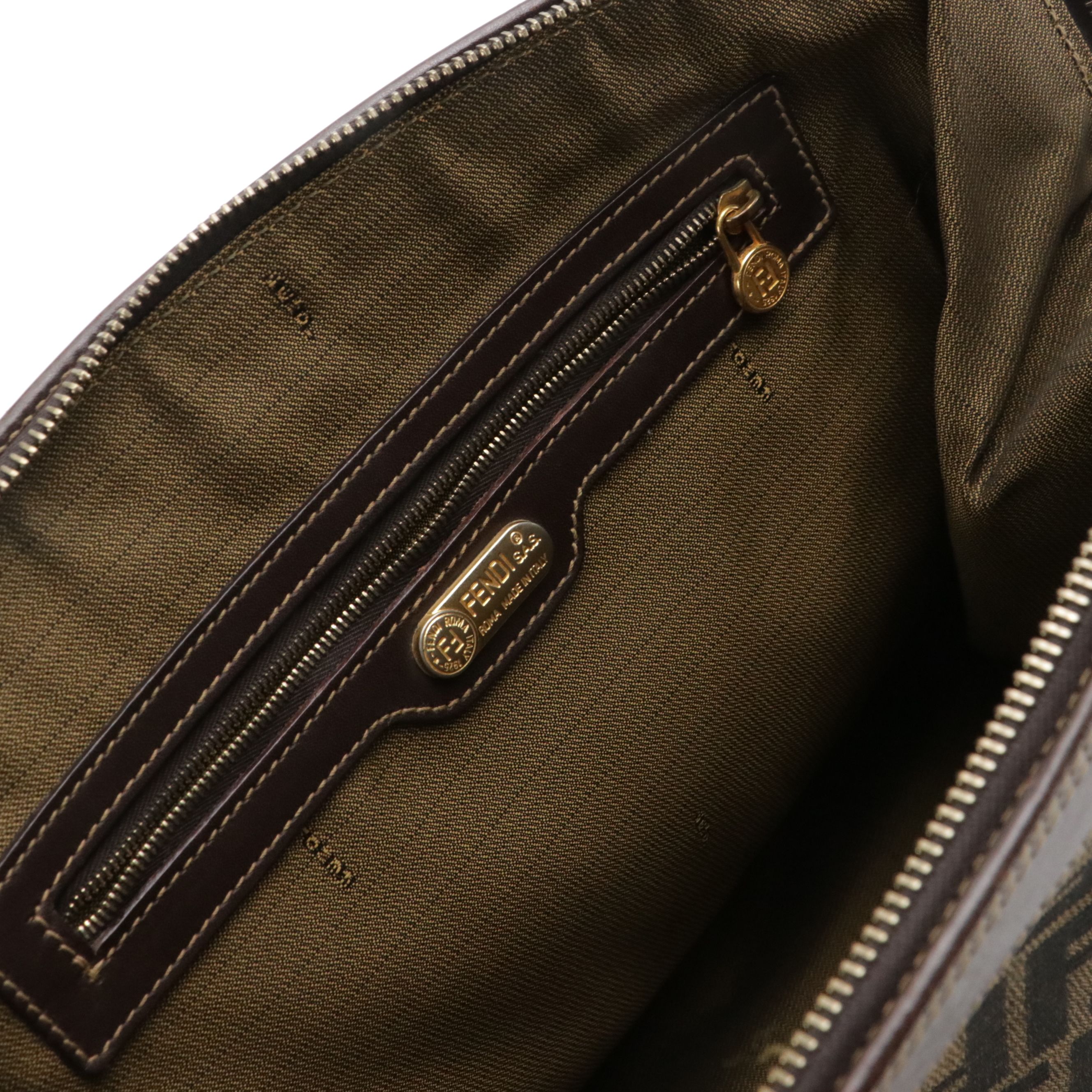 Fendi Top Handle Satchel in Zucca Canvas and Leather Trim