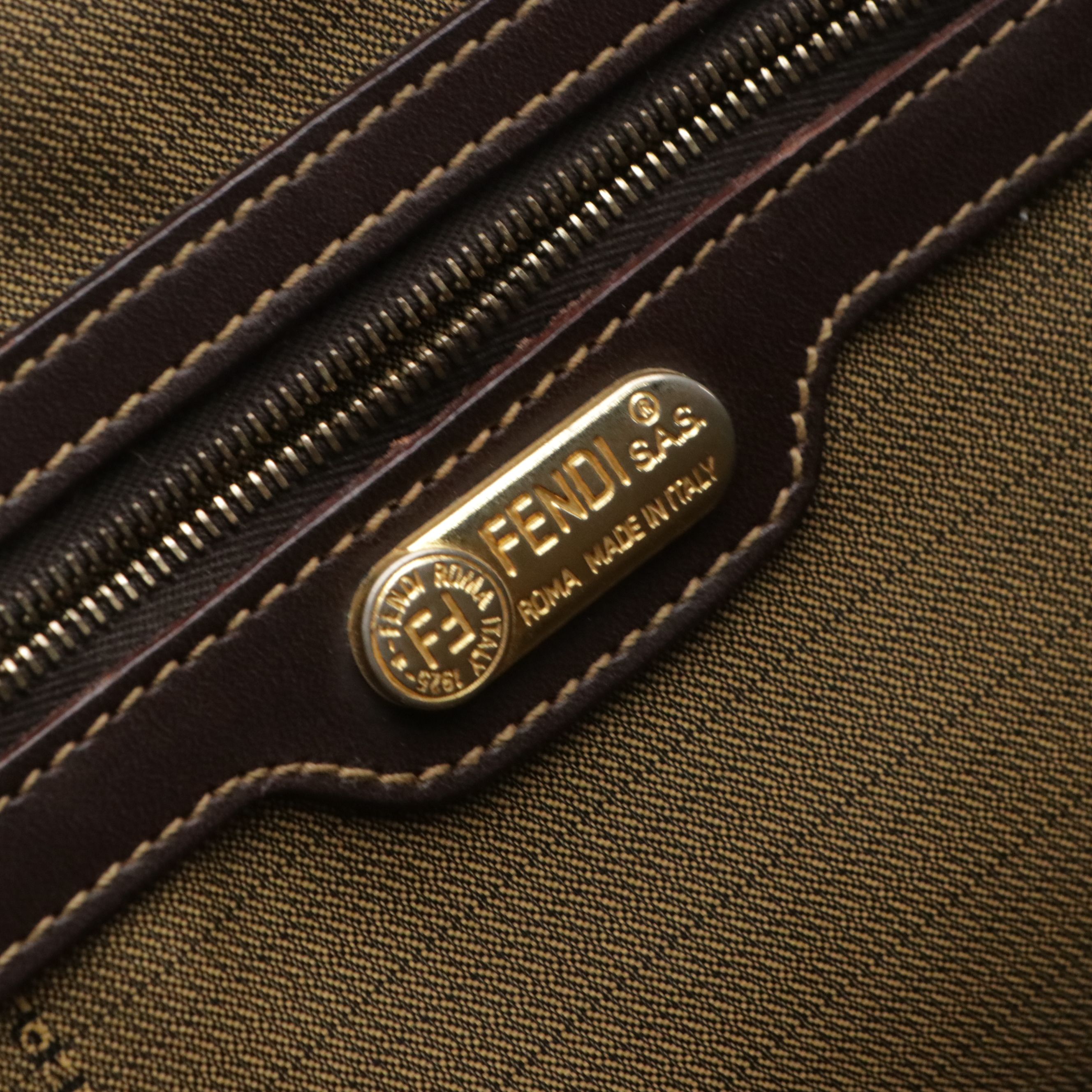 Fendi Top Handle Satchel in Zucca Canvas and Leather Trim