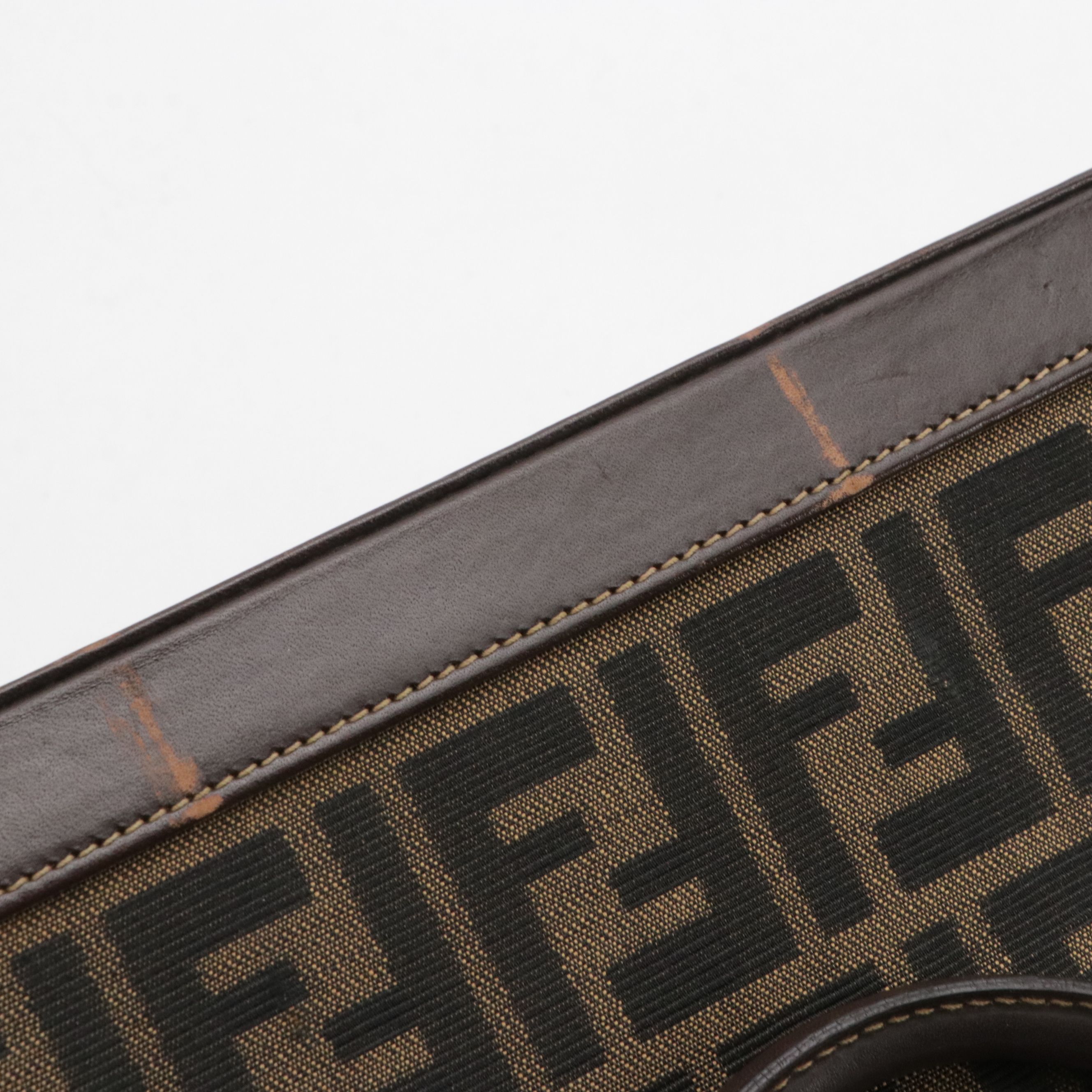 Fendi Top Handle Satchel in Zucca Canvas and Leather Trim