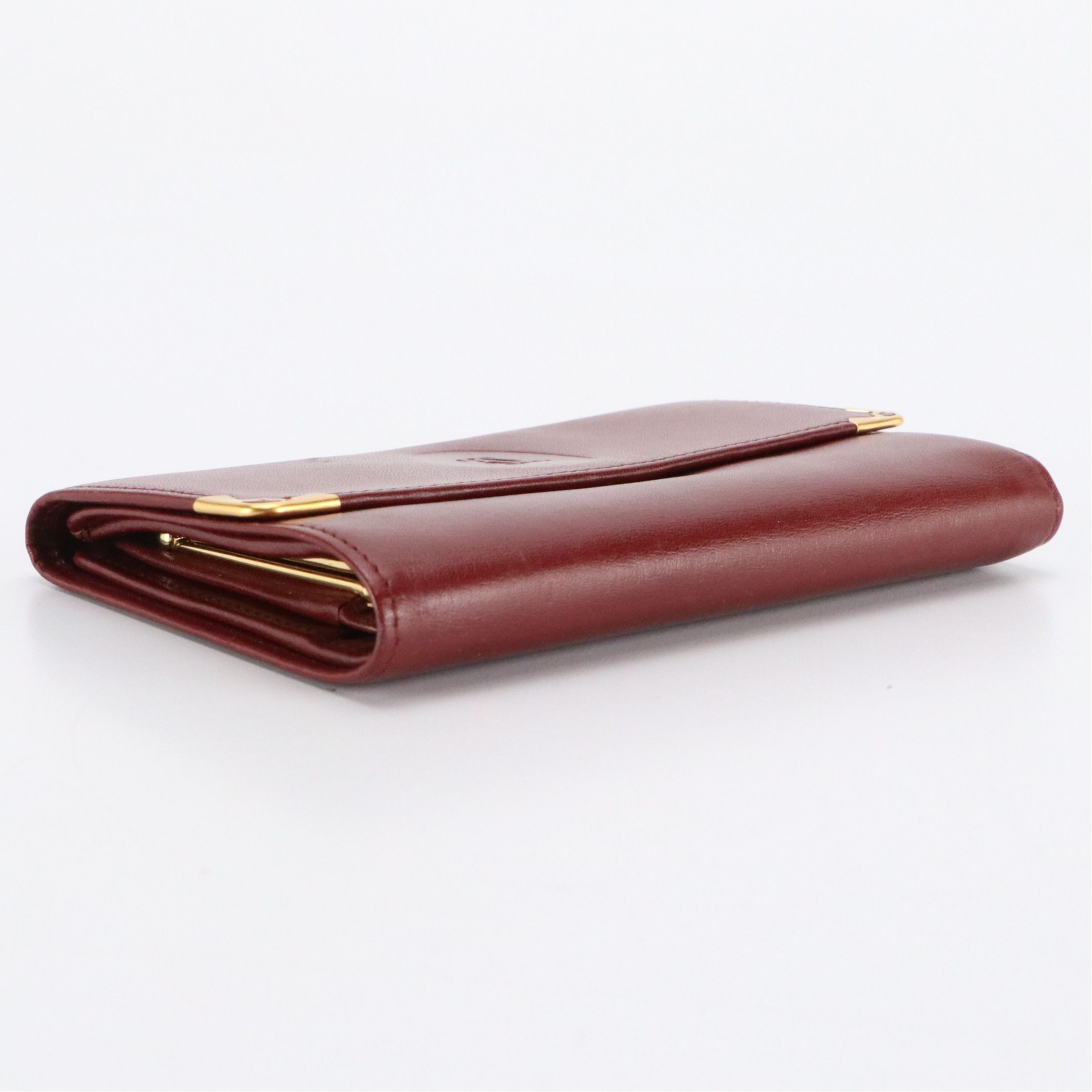 Cartier Trifold French Wallet in Burgundy Calfskin Leather