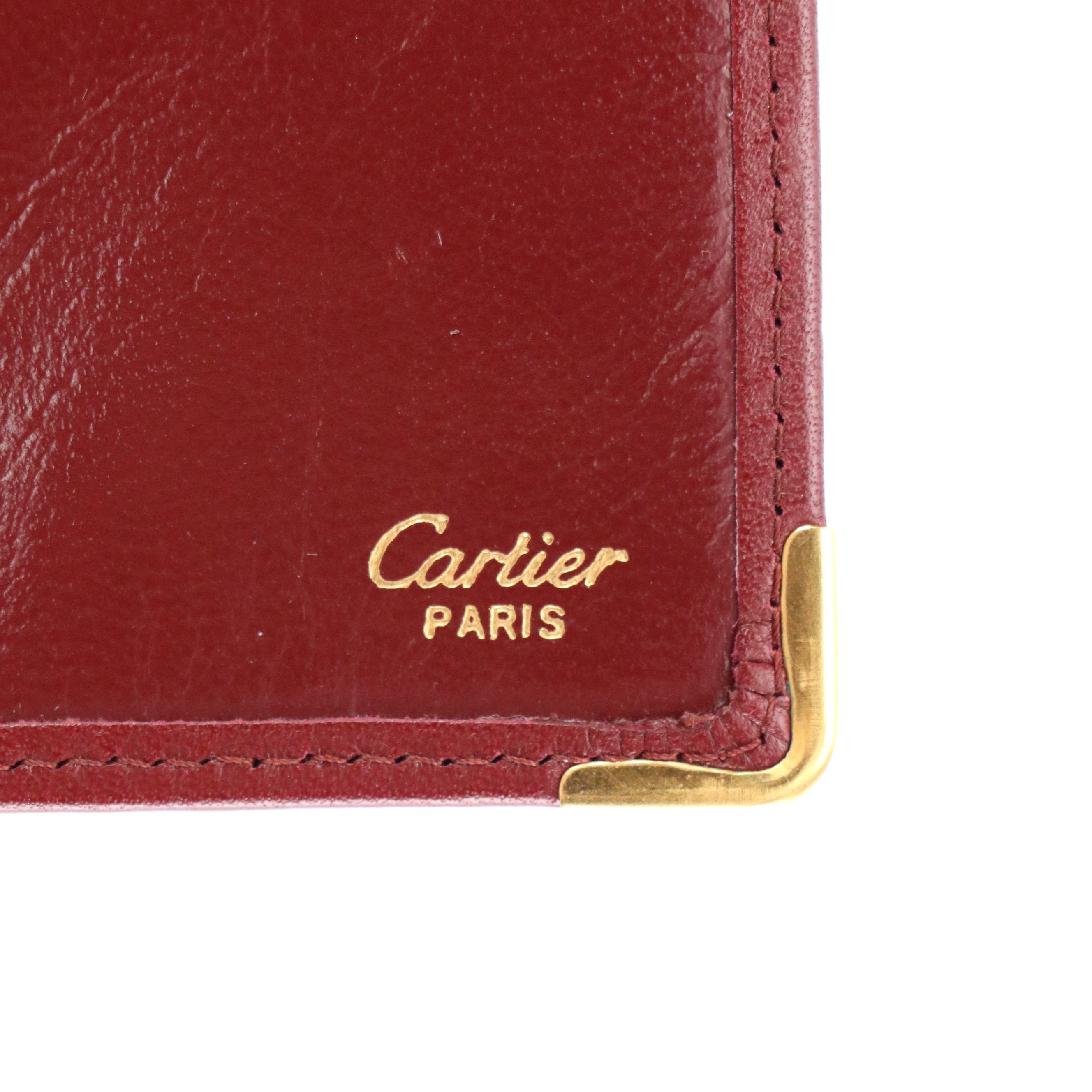 Cartier Trifold French Wallet in Burgundy Calfskin Leather