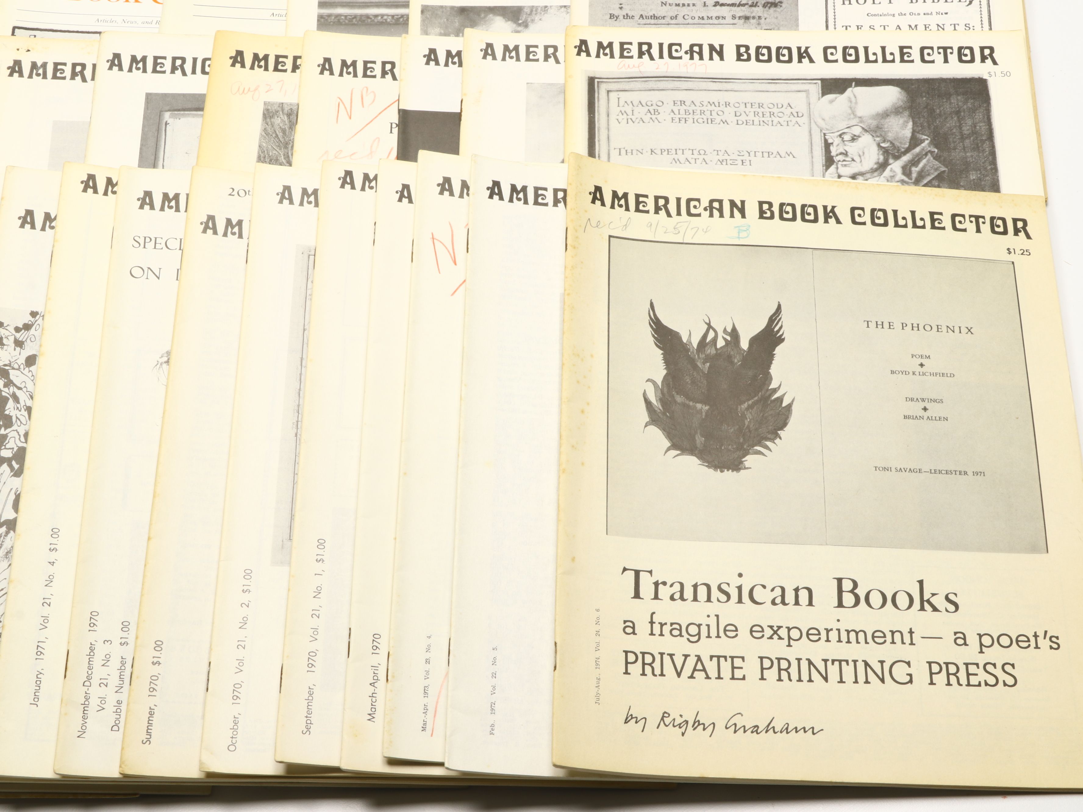 "American Book Collector" Literature Publications, Mid to Late 20th C.