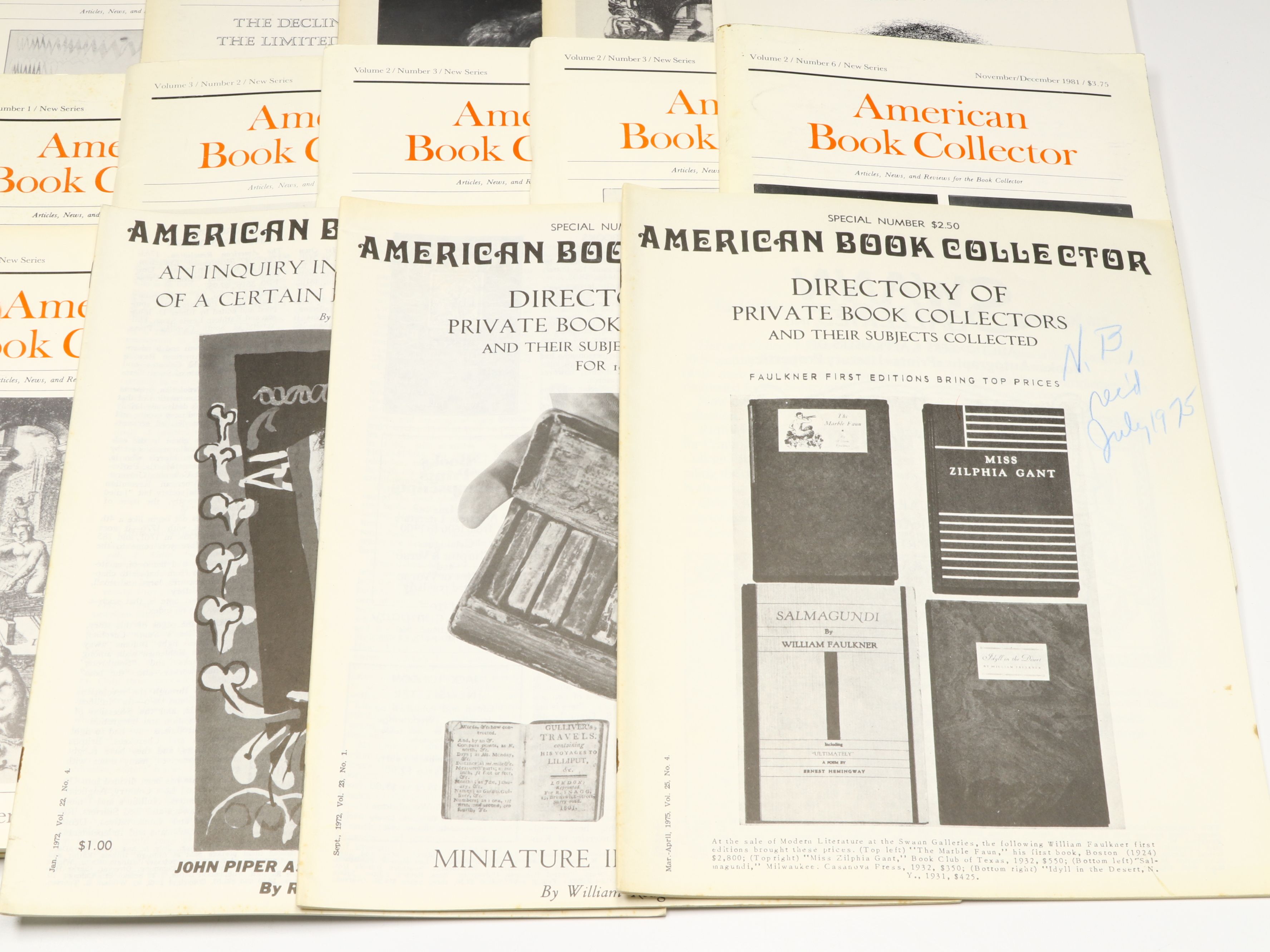 "American Book Collector" Literature Publications, Mid to Late 20th C.