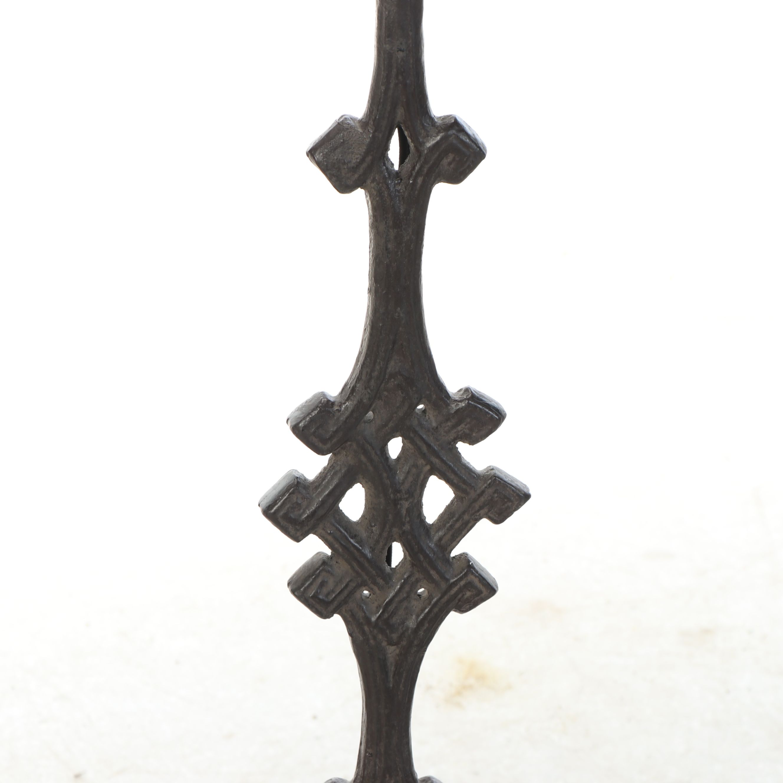 Pair of Restoration Hardware Gothic Style Cast Iron Console Lamps