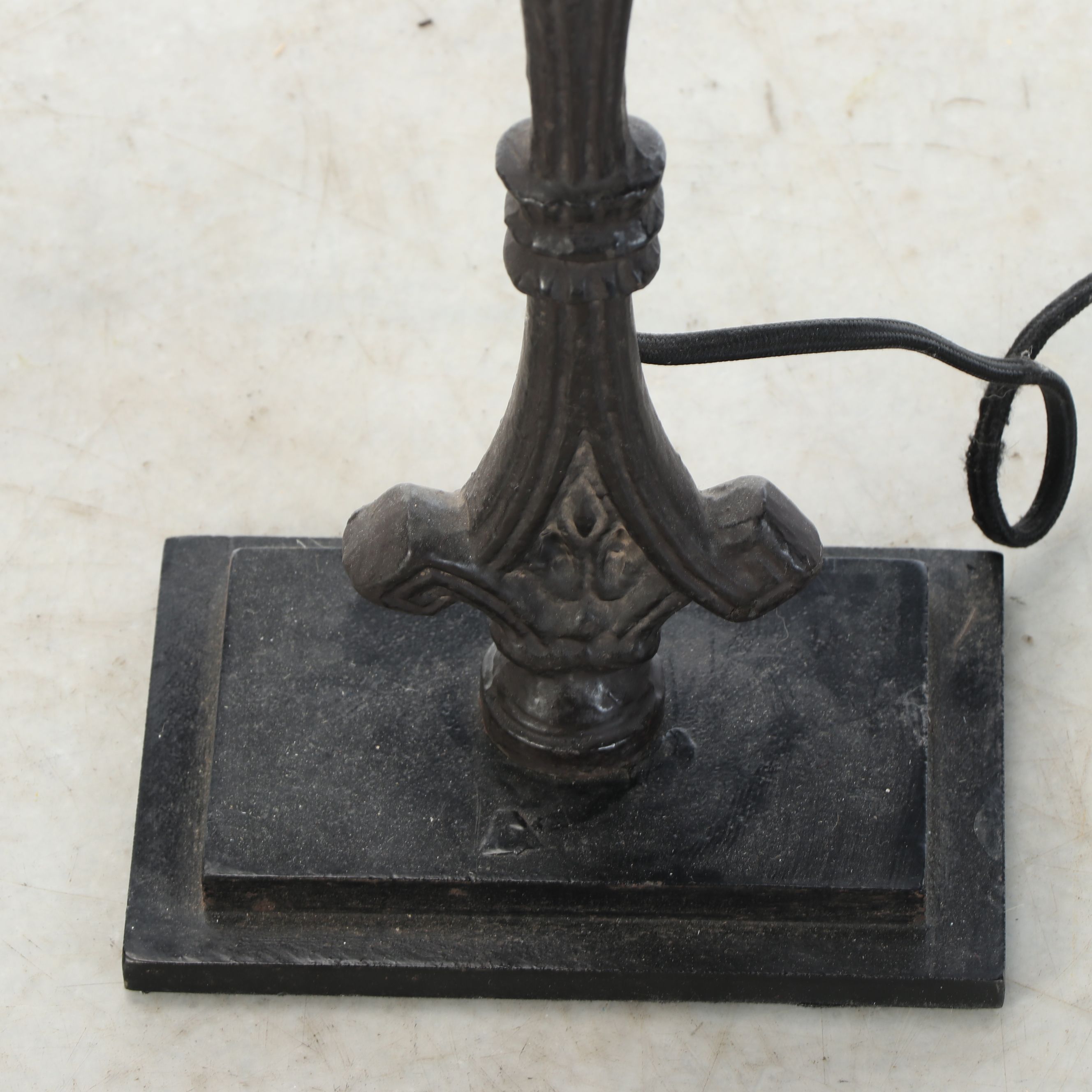 Pair of Restoration Hardware Gothic Style Cast Iron Console Lamps