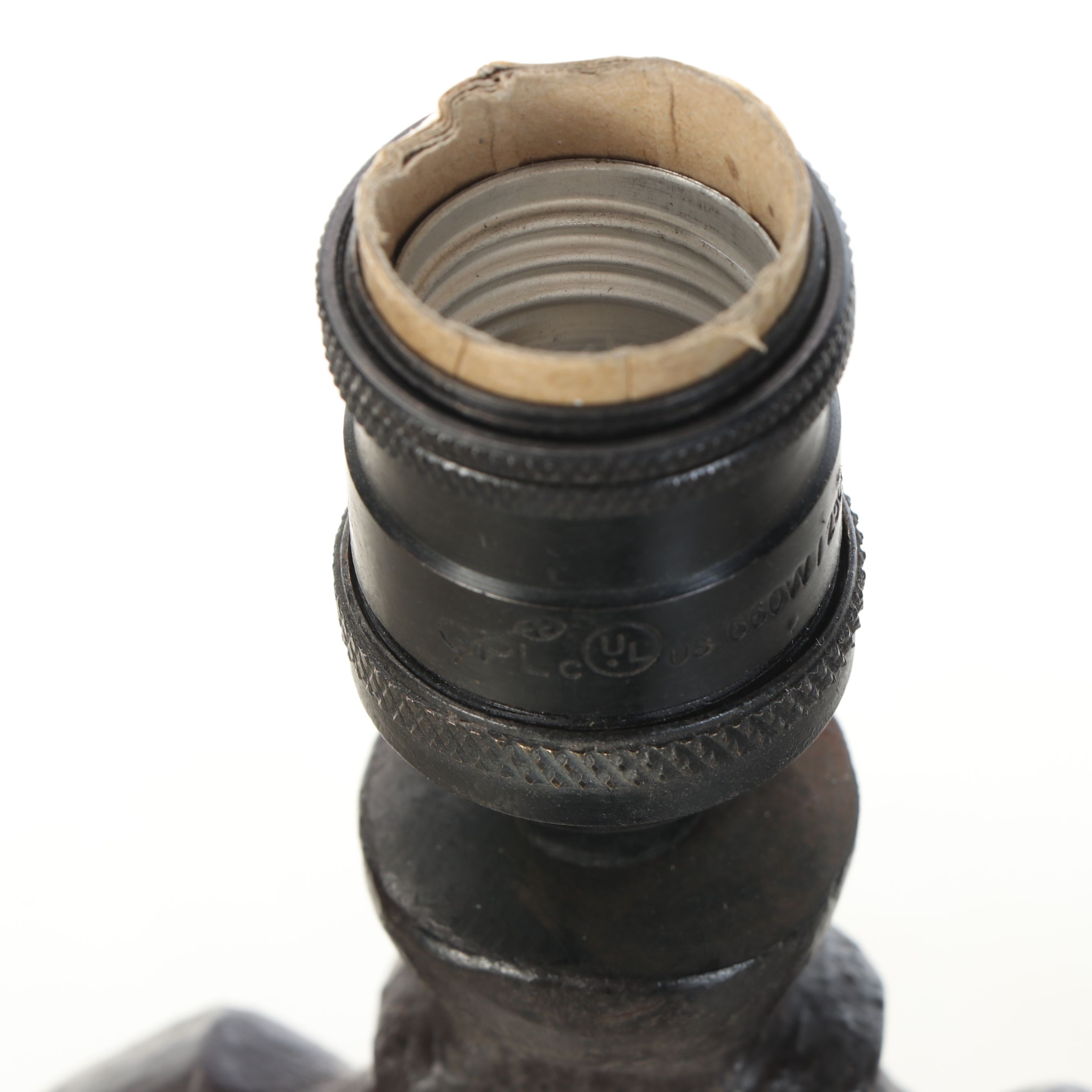 Pair of Restoration Hardware Gothic Style Cast Iron Console Lamps