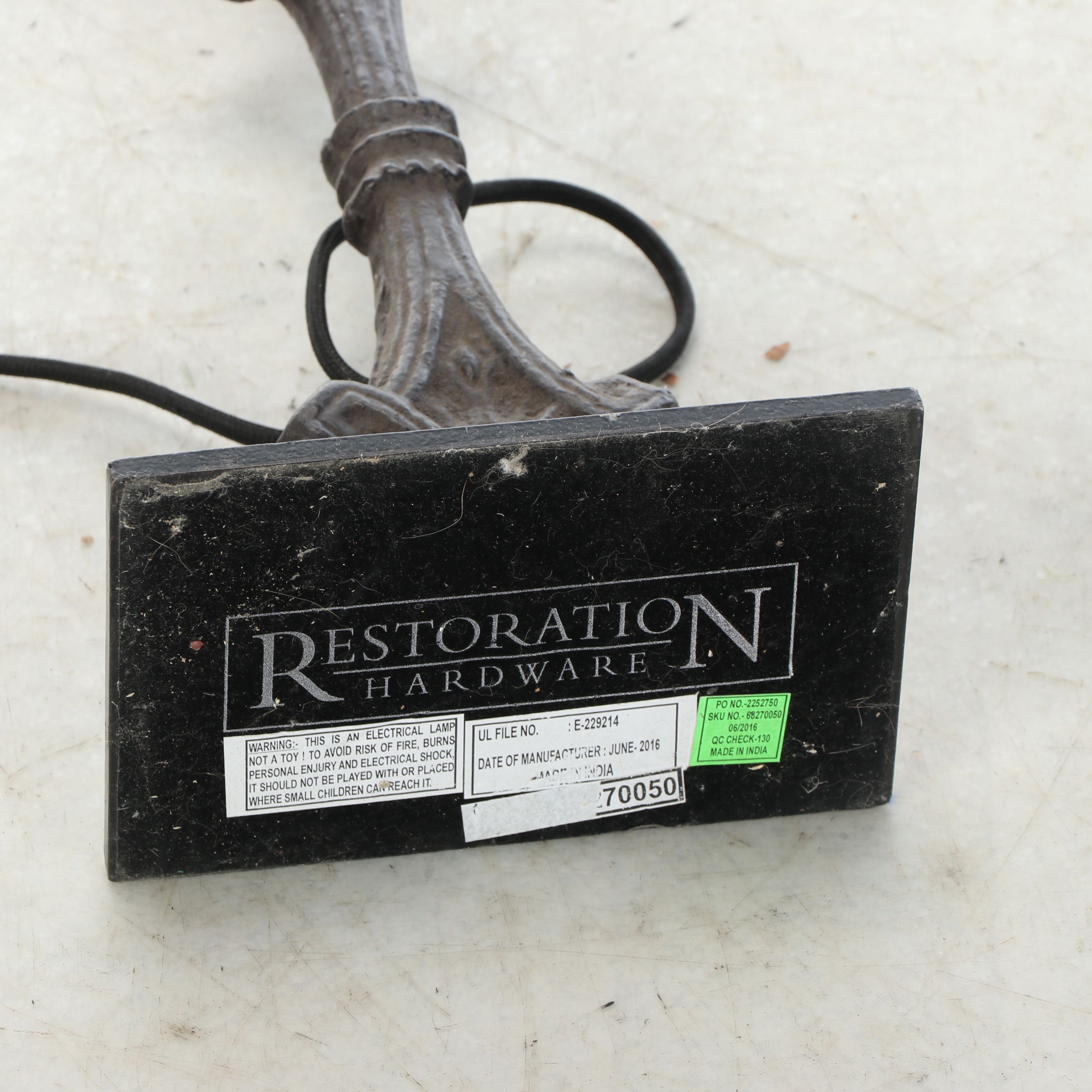 Pair of Restoration Hardware Gothic Style Cast Iron Console Lamps