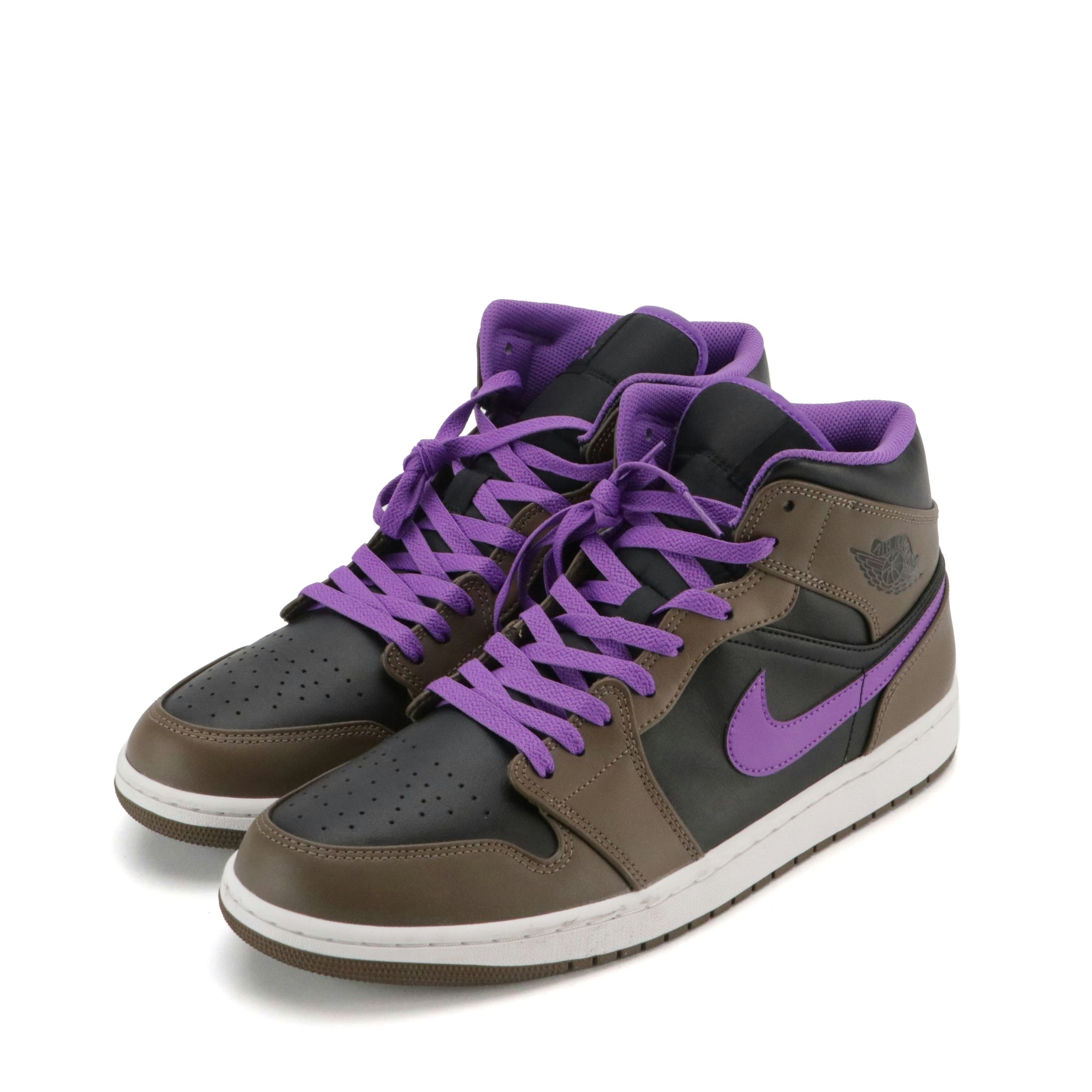 Men's Nike Air Jordan 1 Mid Sneakers in "Palomino/Wild Berry" Leather