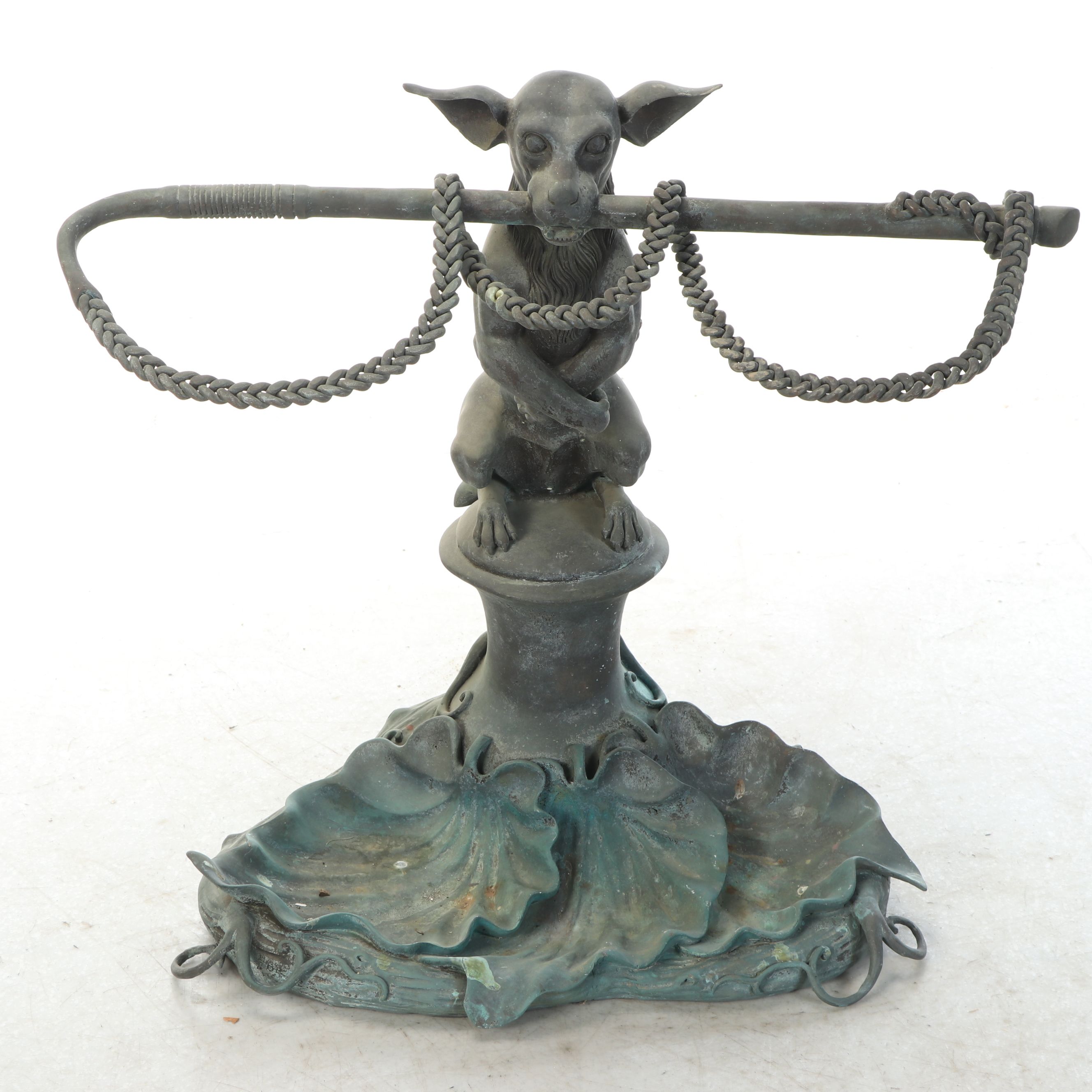 Dog with Stick Garden Statue with Decorative Stones