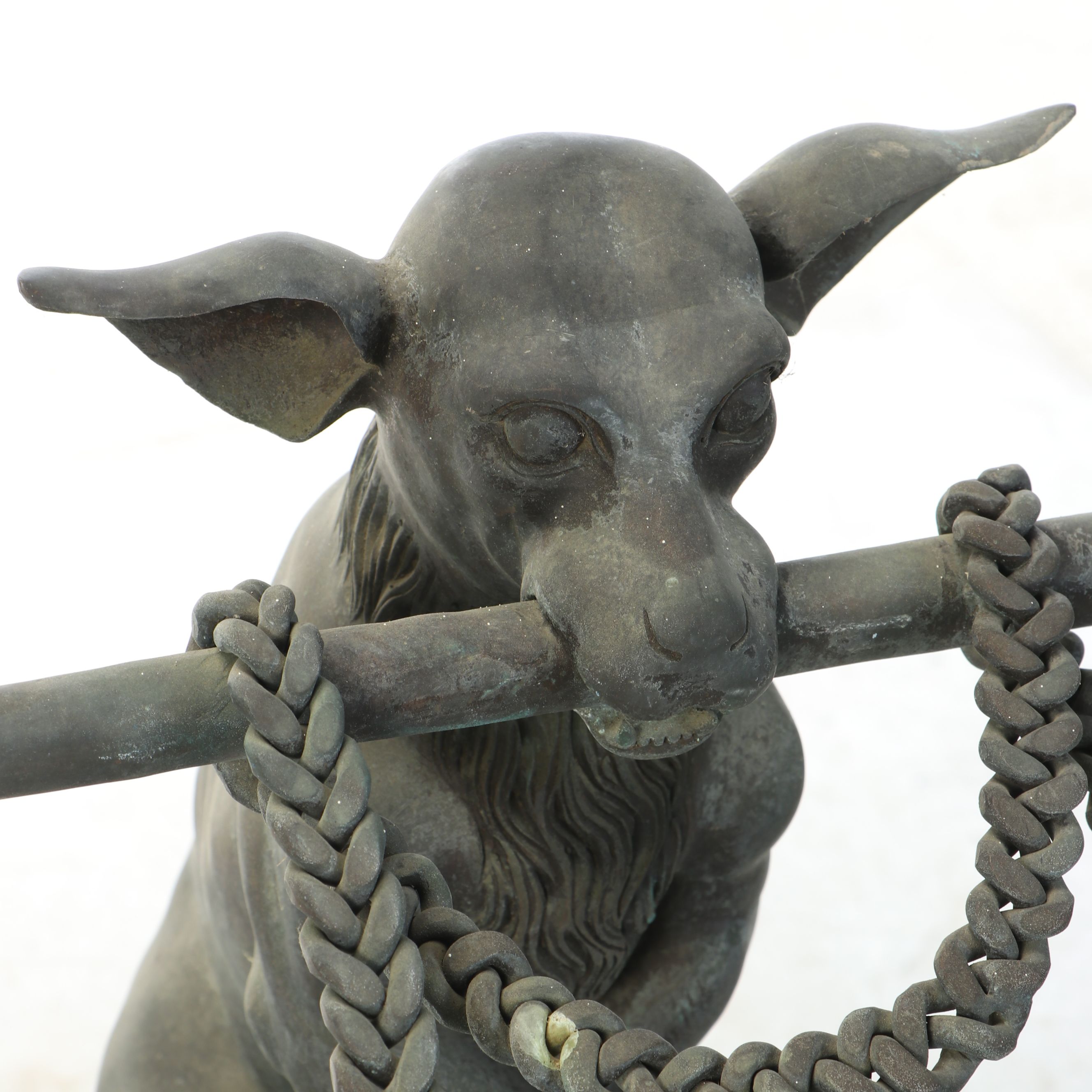 Dog with Stick Garden Statue with Decorative Stones