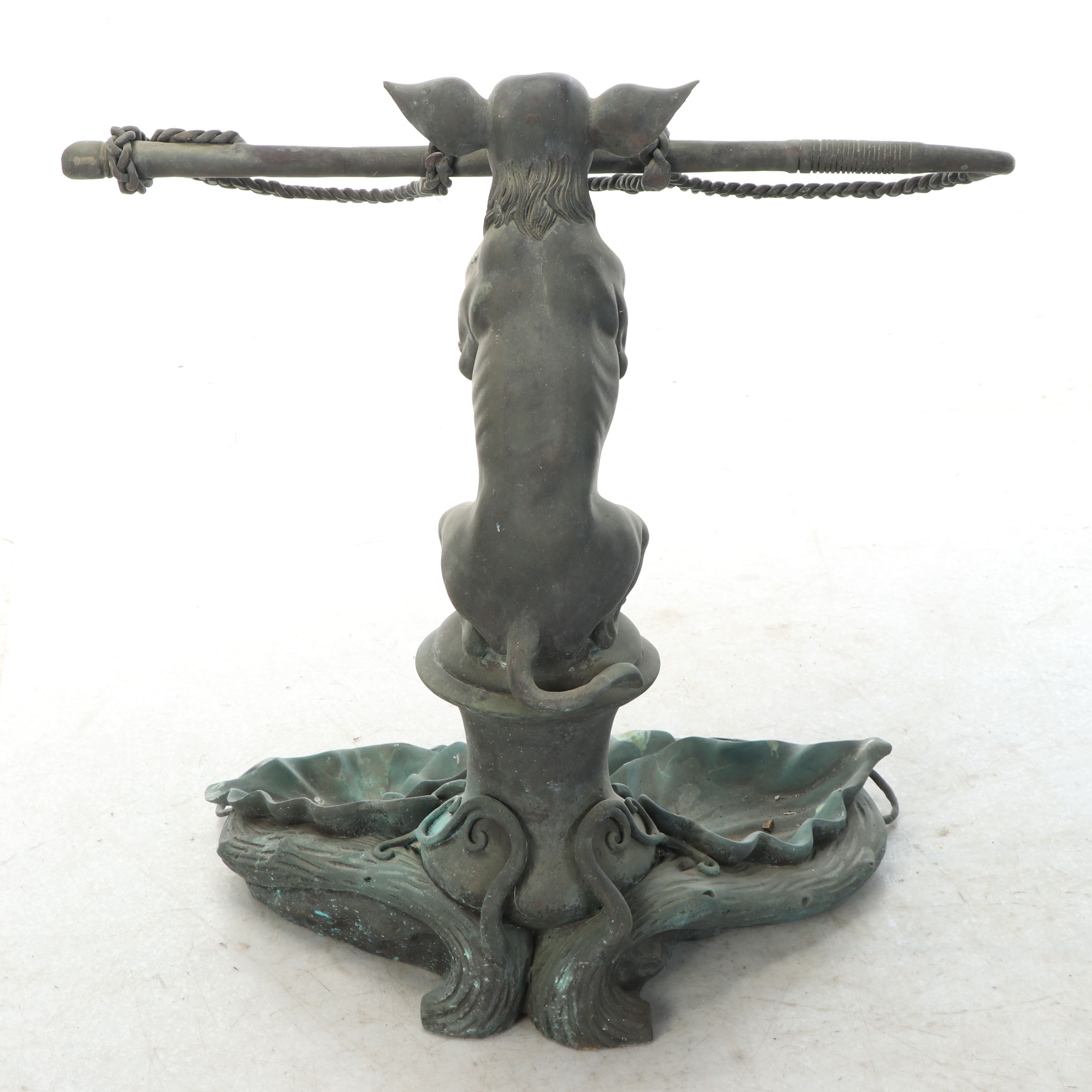 Dog with Stick Garden Statue with Decorative Stones