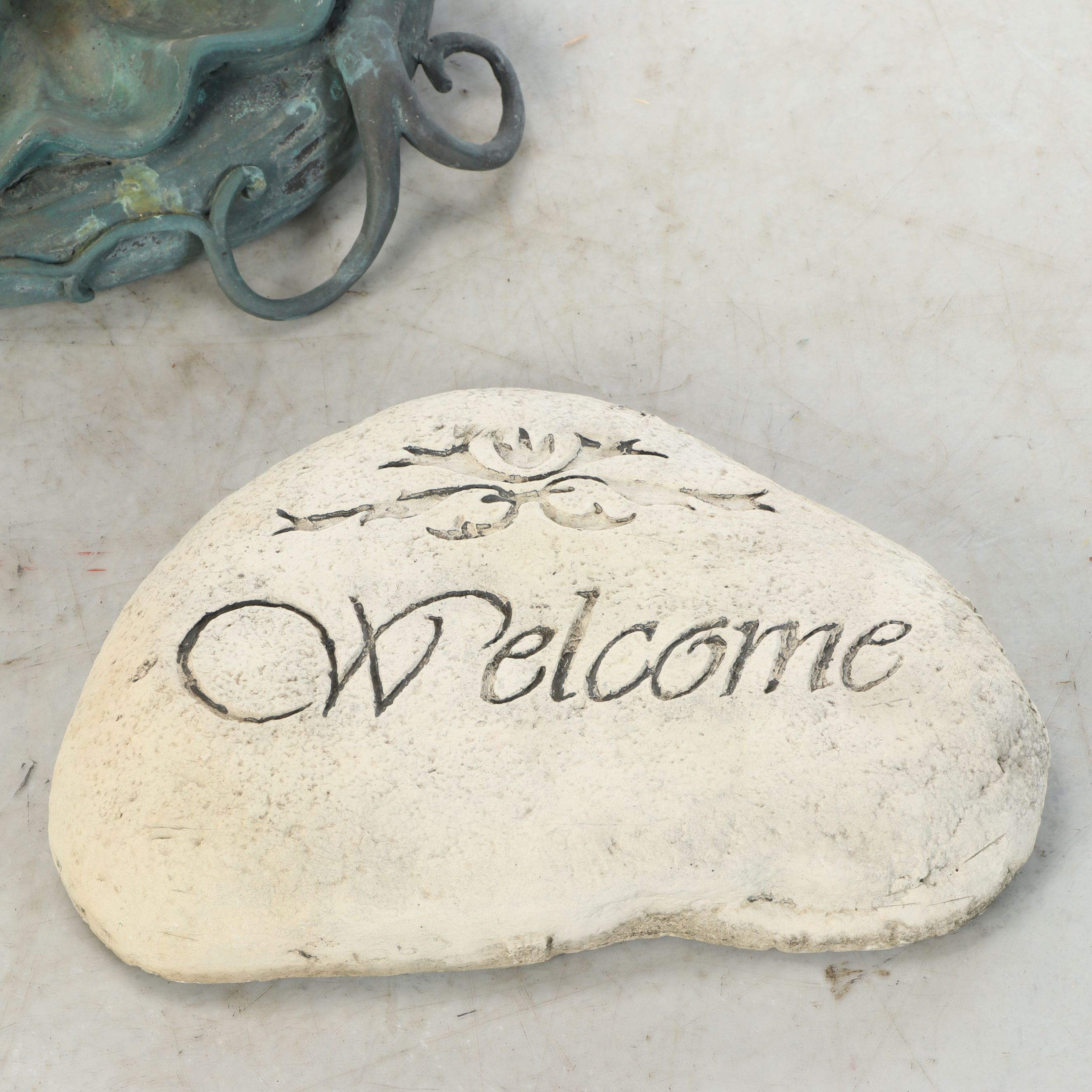 Dog with Stick Garden Statue with Decorative Stones