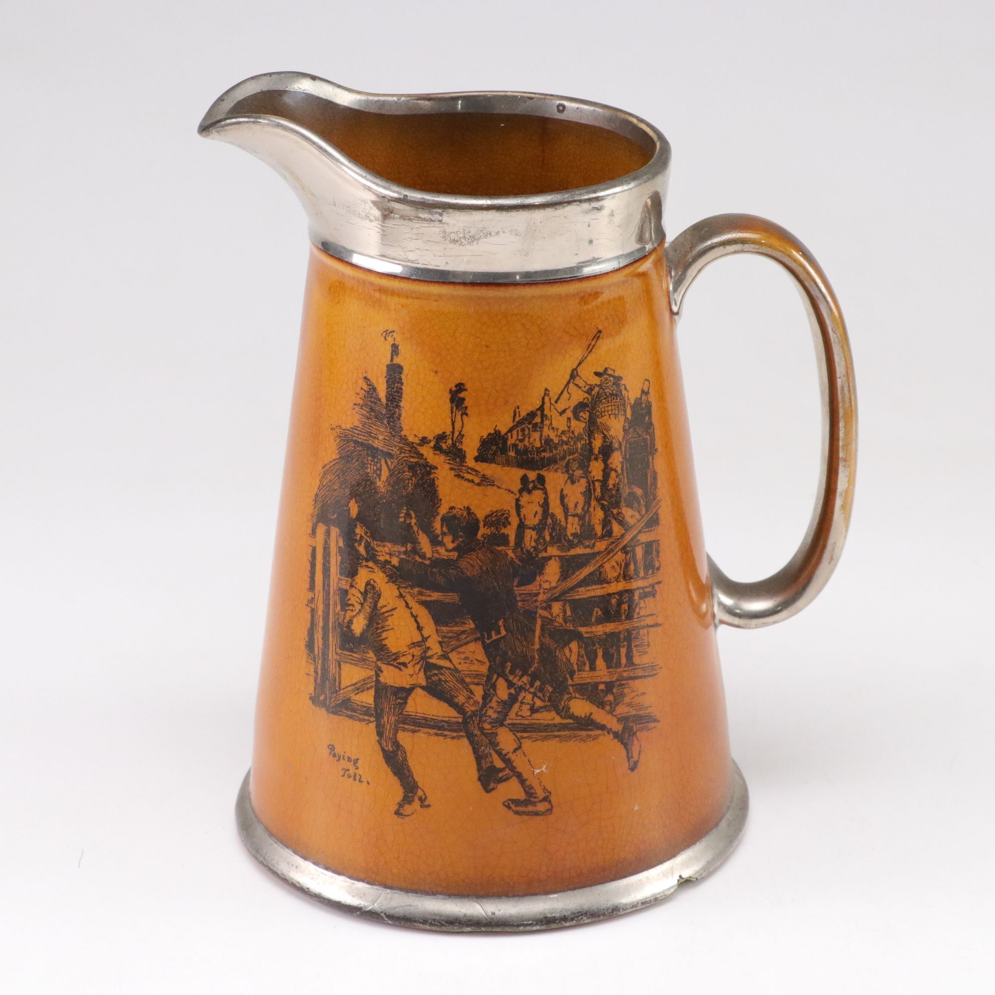 Ridgway "Coaching Days" Pitcher with Carved Wooden Turtle & Powder Horn