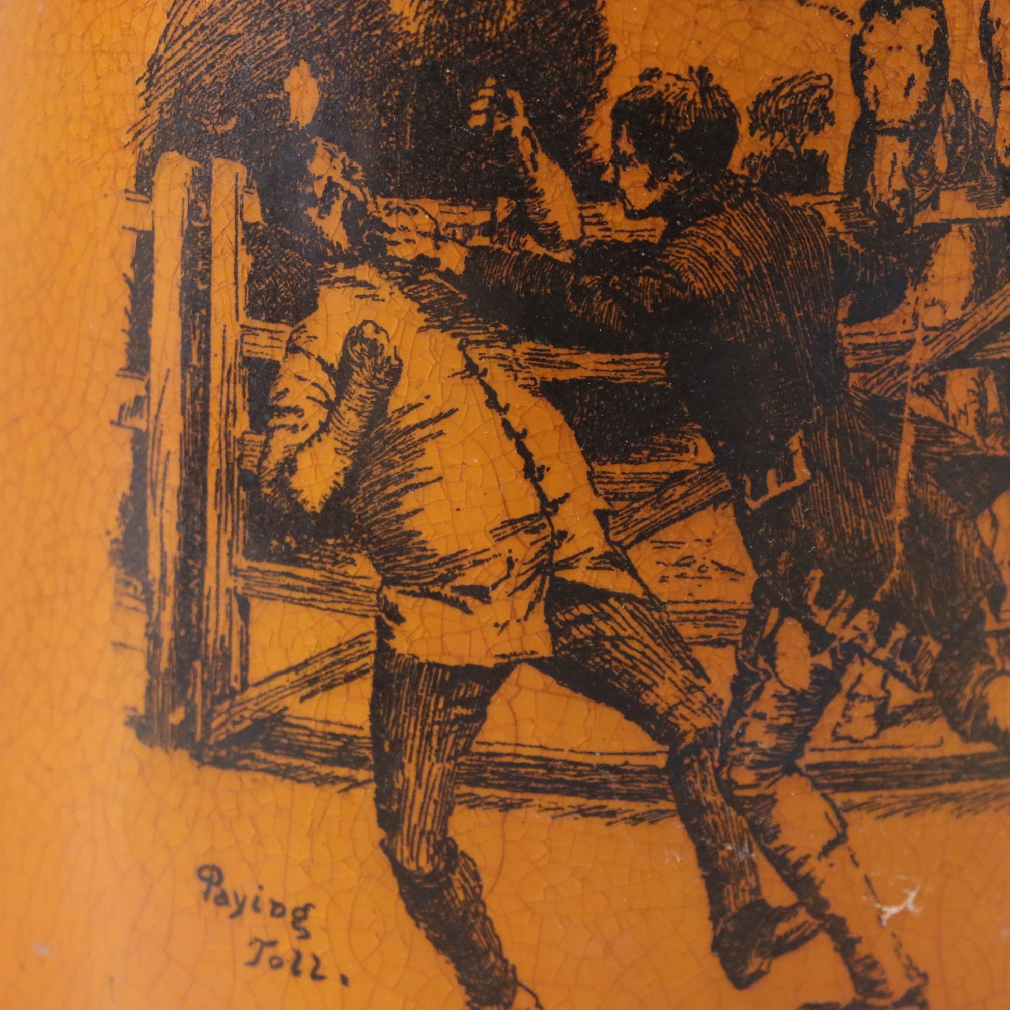 Ridgway "Coaching Days" Pitcher with Carved Wooden Turtle & Powder Horn