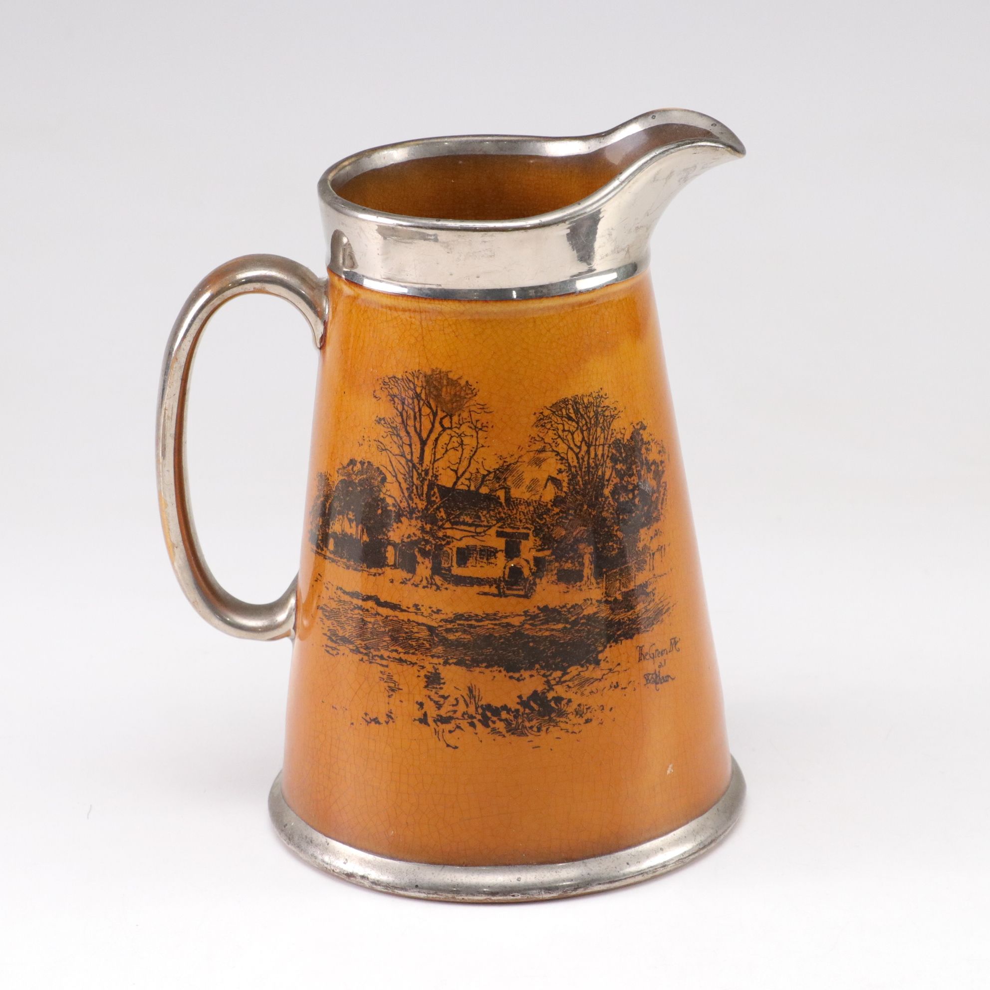 Ridgway "Coaching Days" Pitcher with Carved Wooden Turtle & Powder Horn