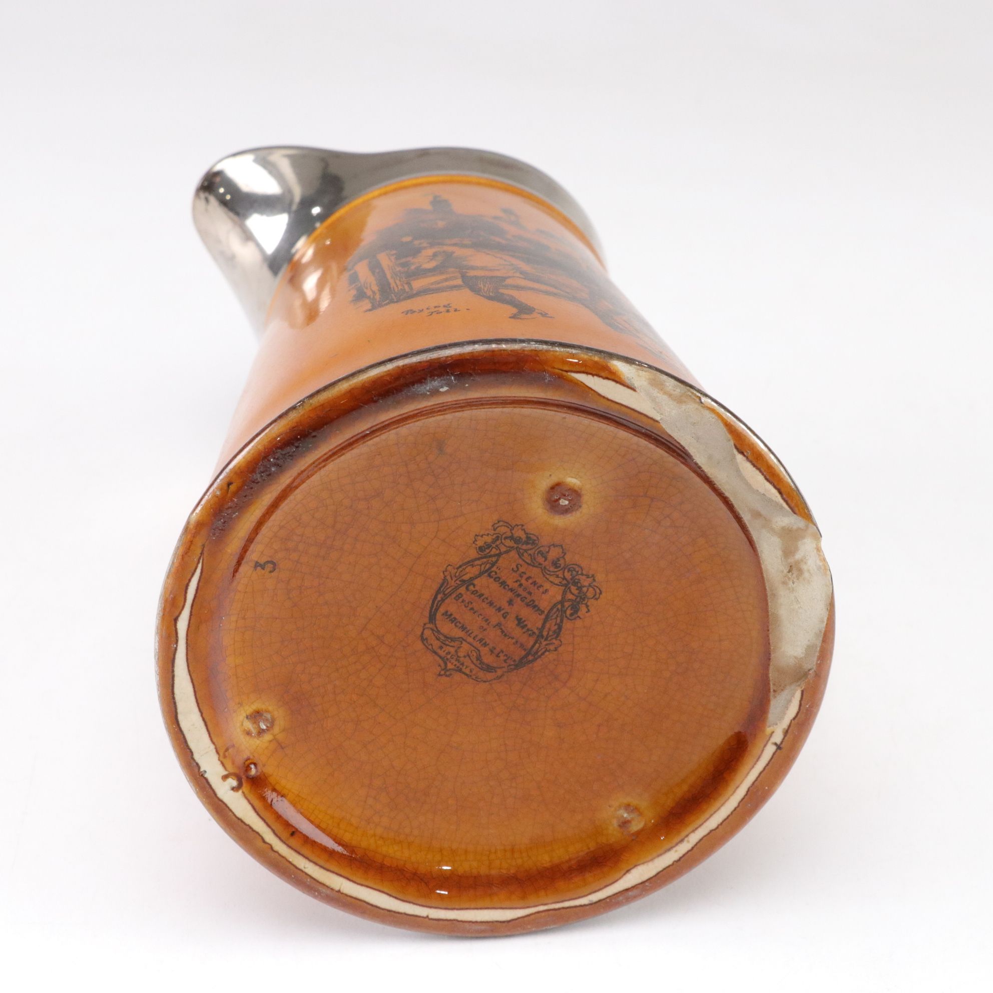 Ridgway "Coaching Days" Pitcher with Carved Wooden Turtle & Powder Horn