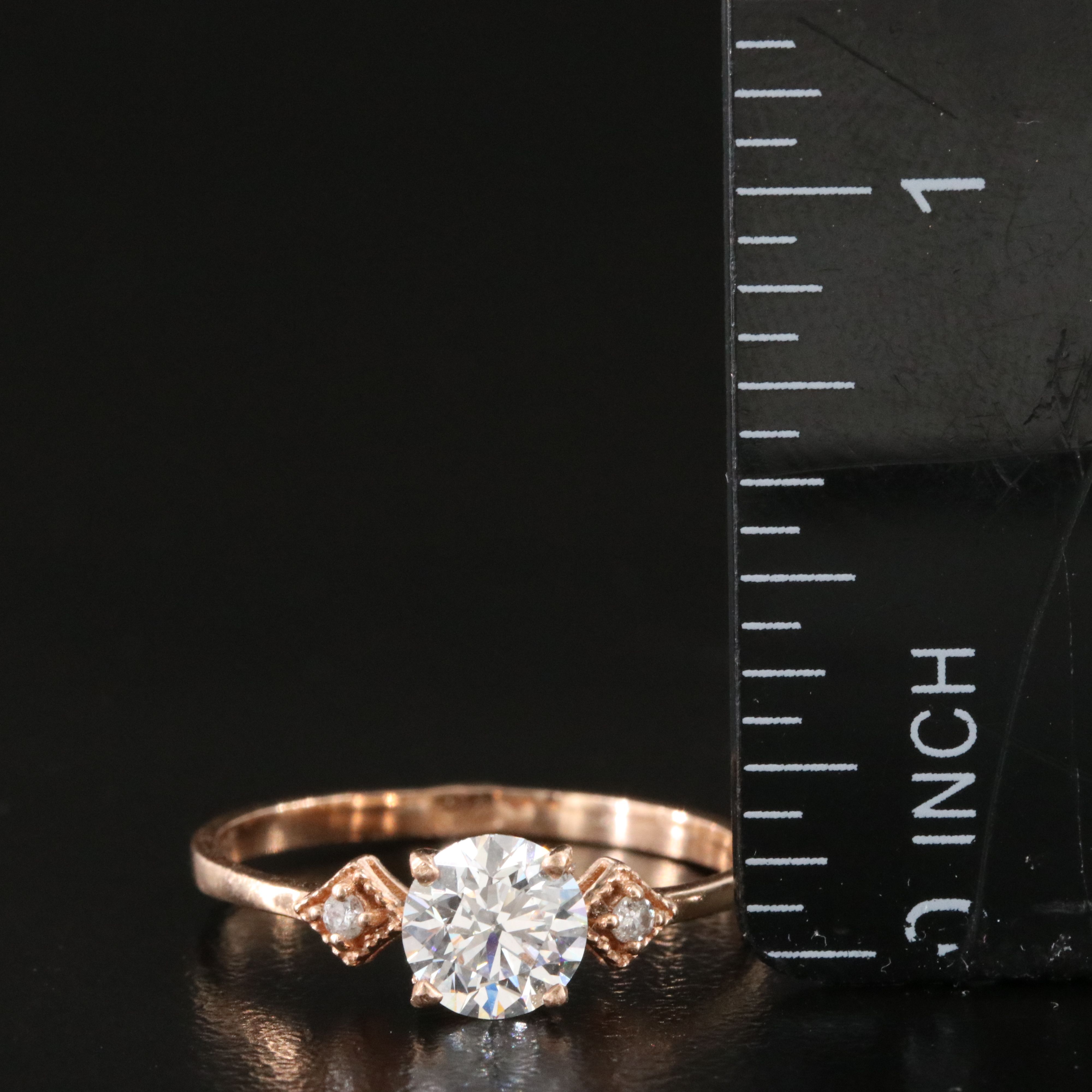 14K Rose Gold 0.90 CTW Diamond Ring with Lab Grown Center