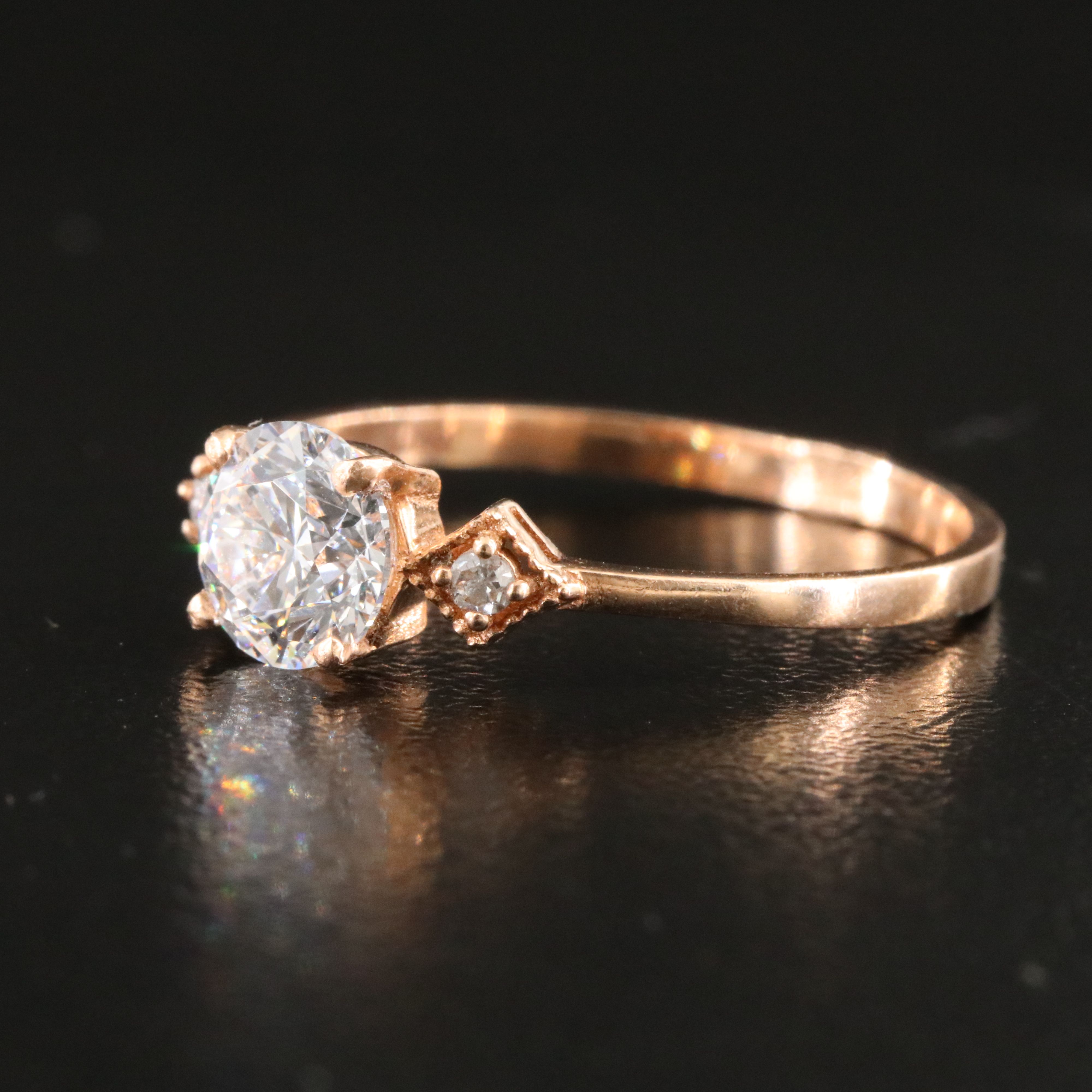 14K Rose Gold 0.90 CTW Diamond Ring with Lab Grown Center