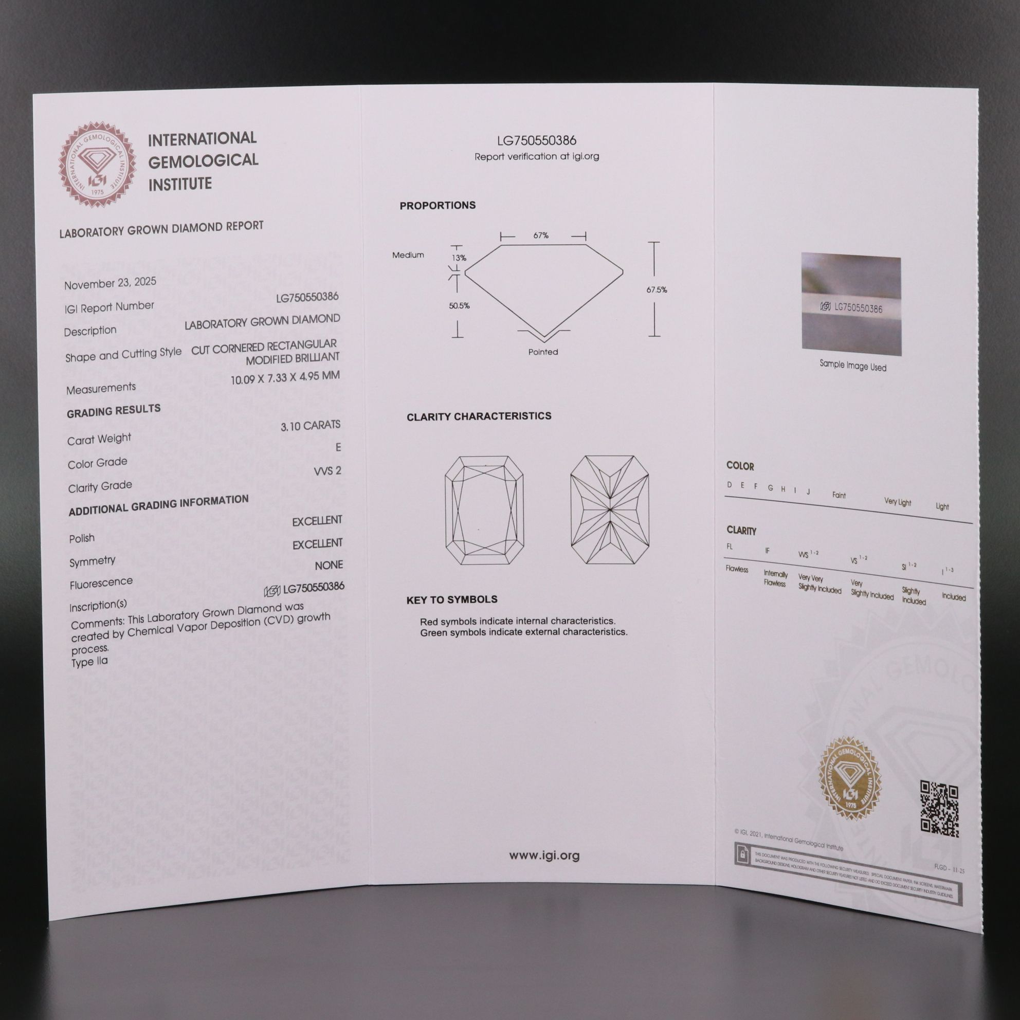 Loose 3.10 CT Lab Grown Diamond with IGI Report
