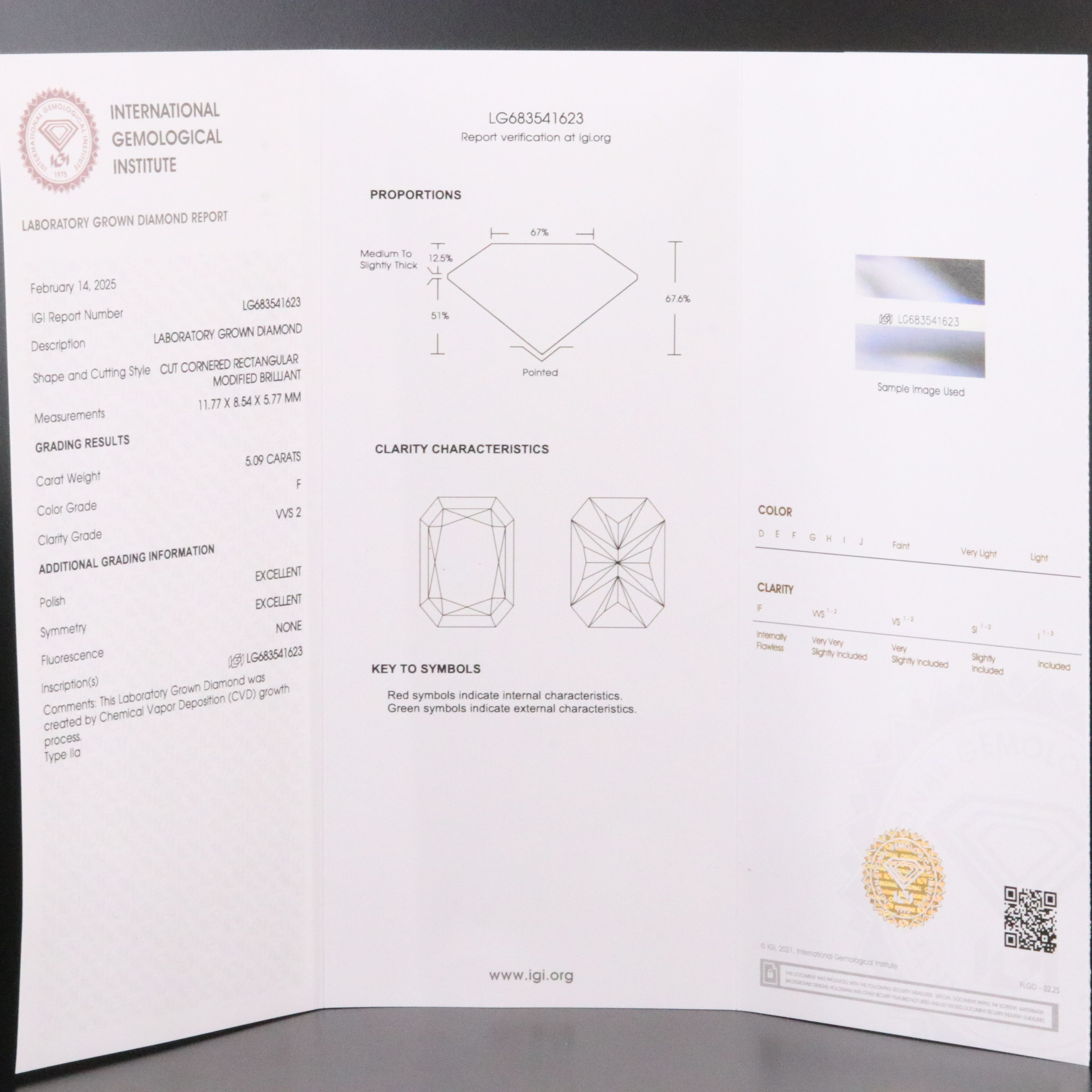 14K 5.09 CT Lab Grown Diamond Solitaire Ring with IGI Report