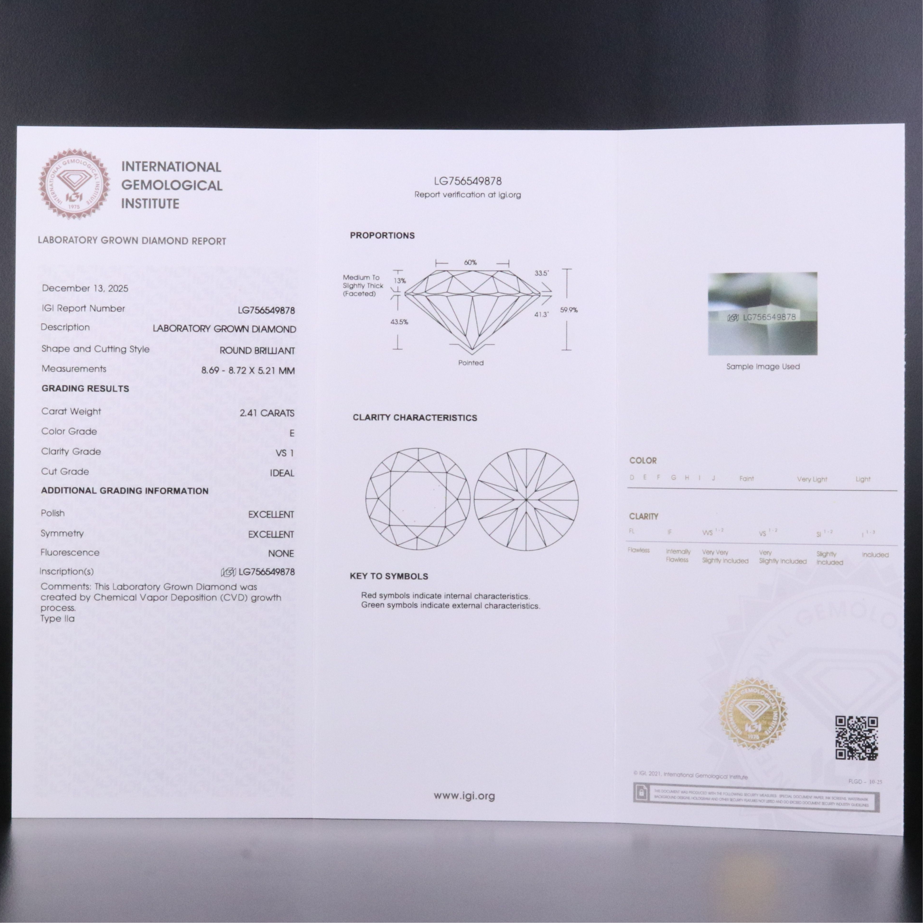 18K 3.12 CTW Lab Grown Diamond Ring with IGI Report