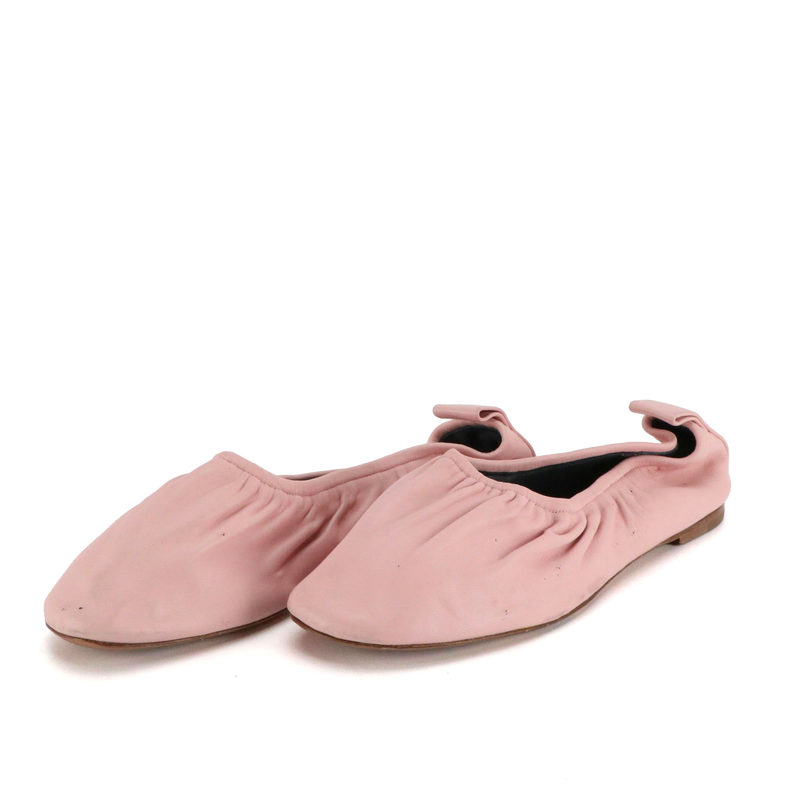 Céline Baby Pink Leather Ballet Flats