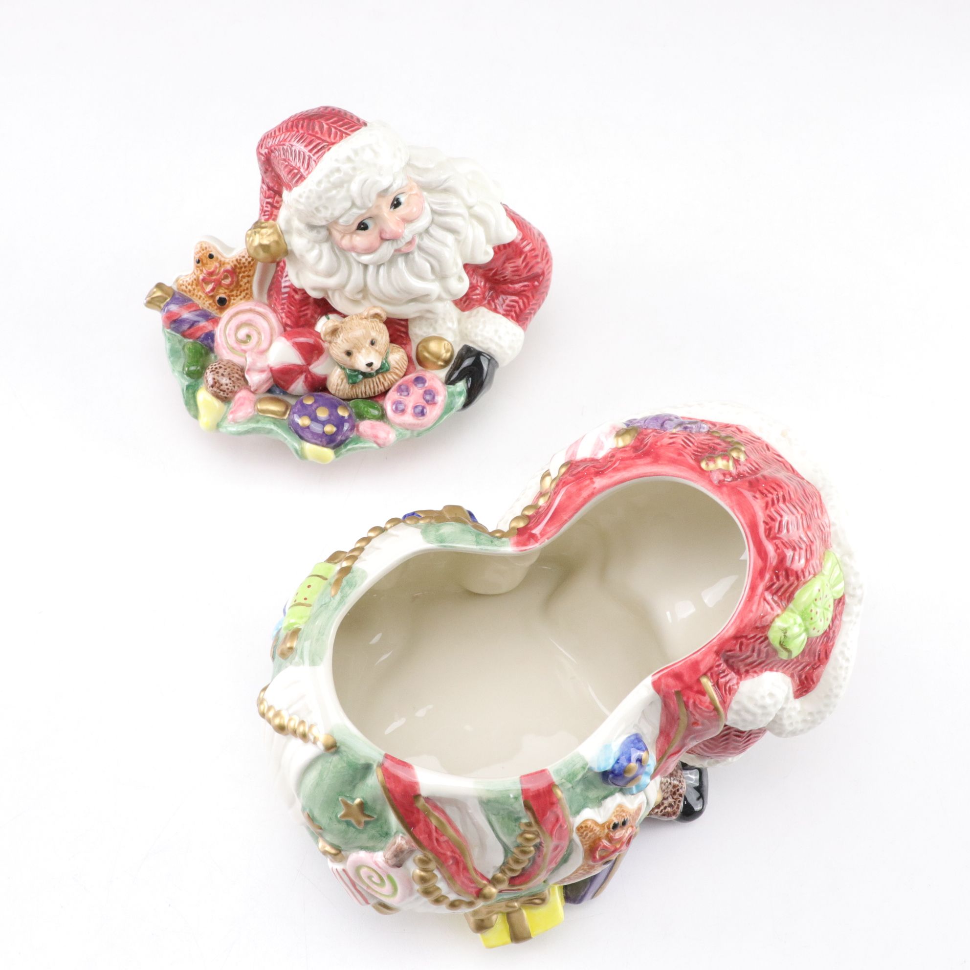 Fitz & Floyd Sugar Plum Santa Claus Cookie Jar, Sheffield Silver Plate & More