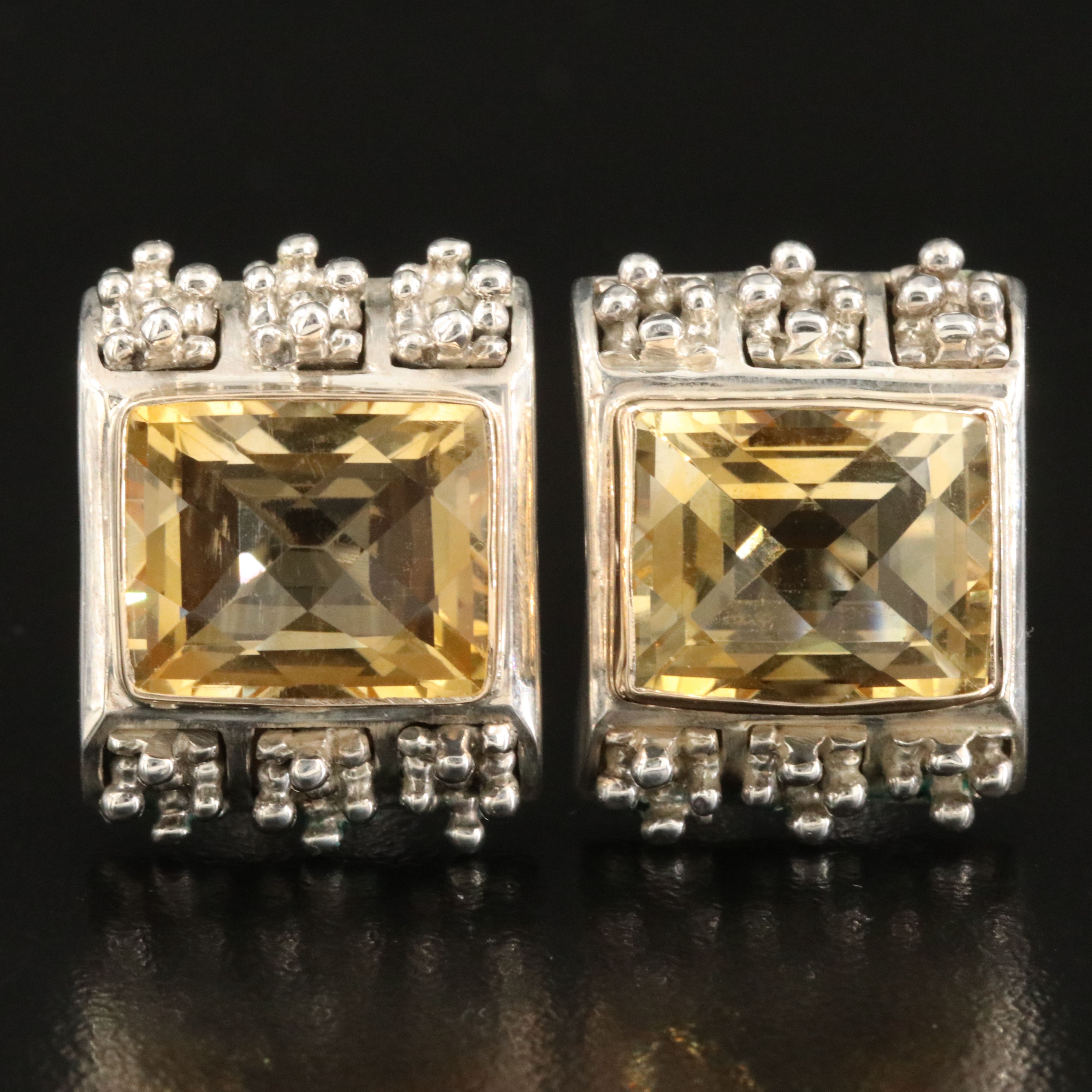 Michael Dawkins Sterling Citrine Clip Earrings