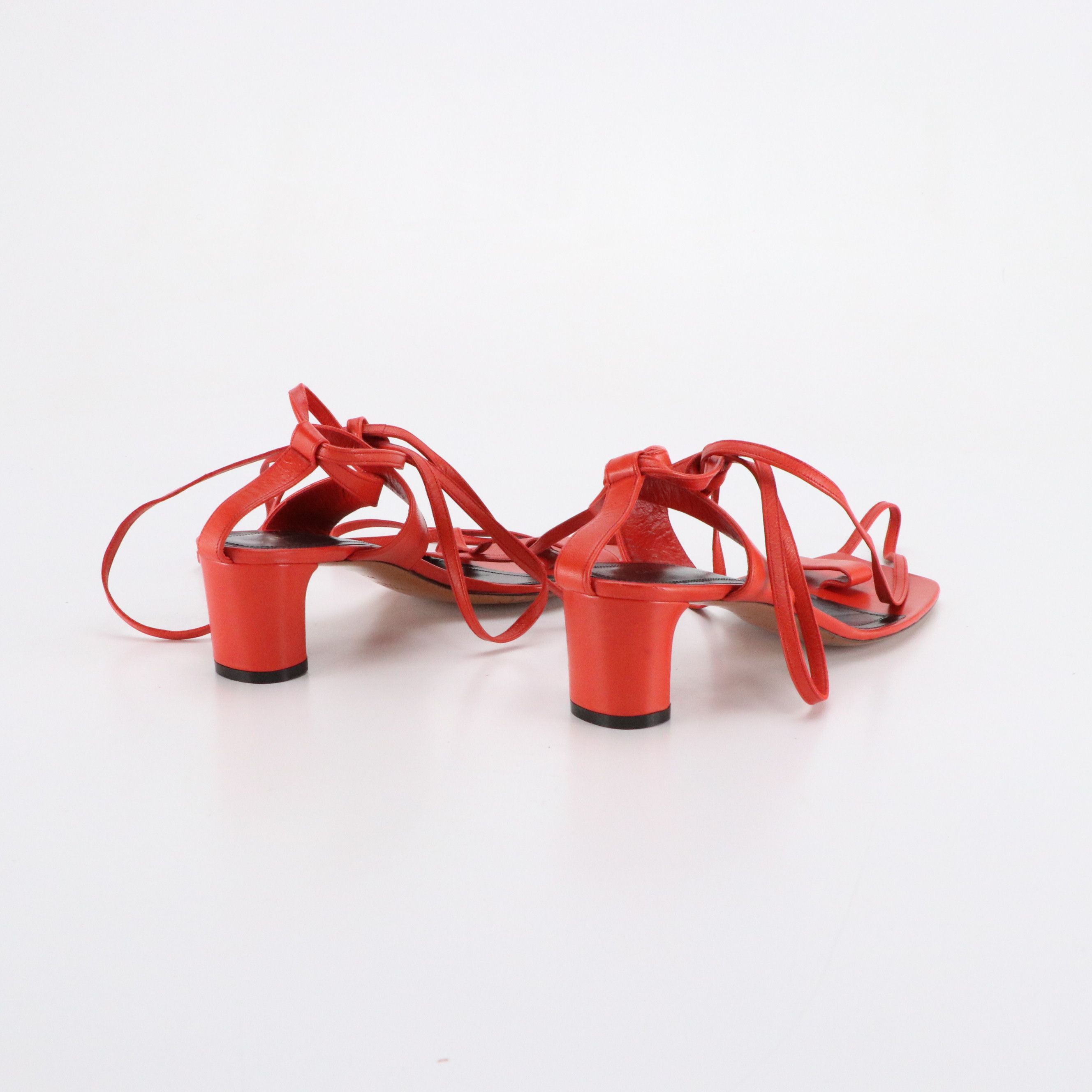 Céline Toe-Ring Ankle Wrap Sandals in Calfskin Leather