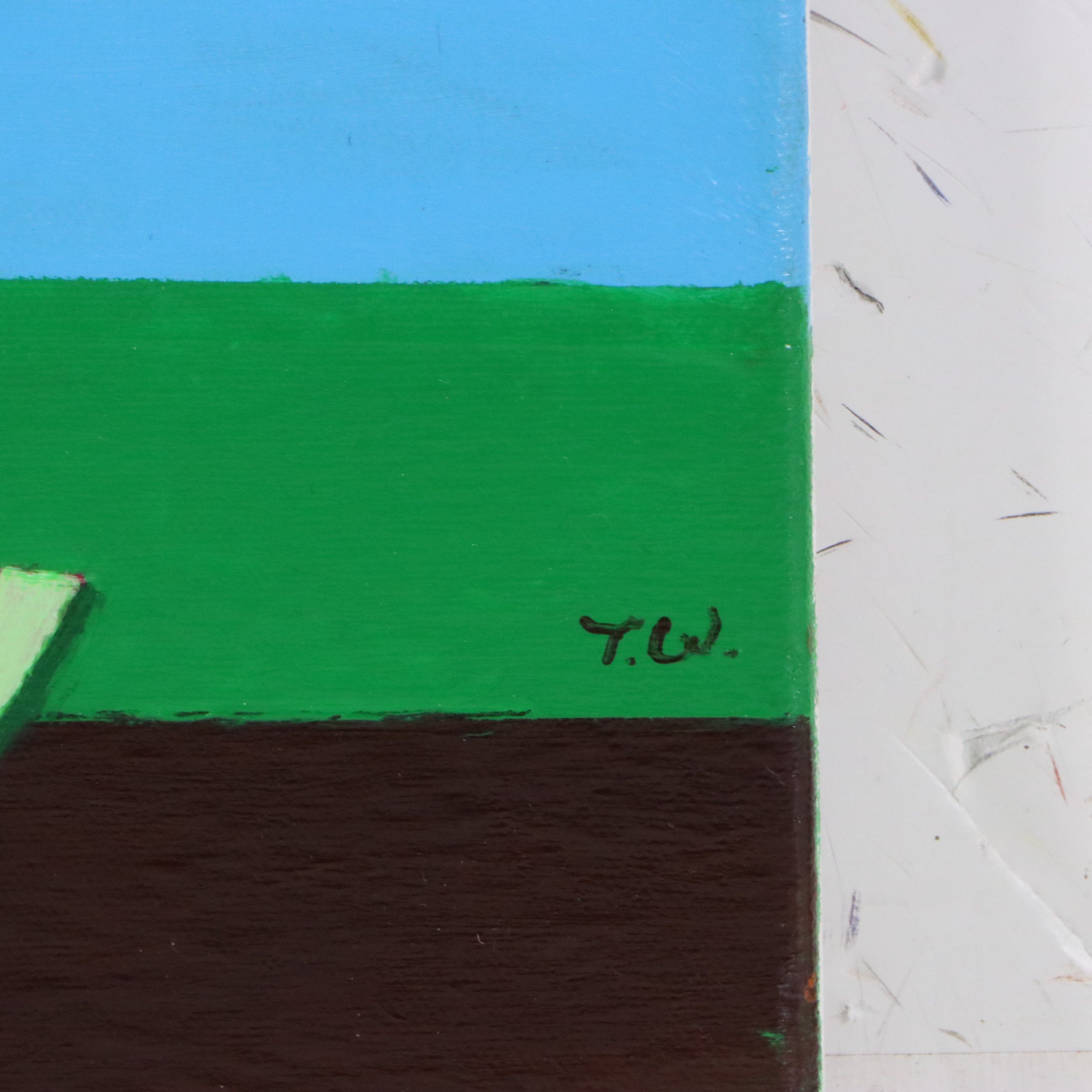 James Thomas Watkins Surrealist Style Landscape of Cat with Watermelon and More