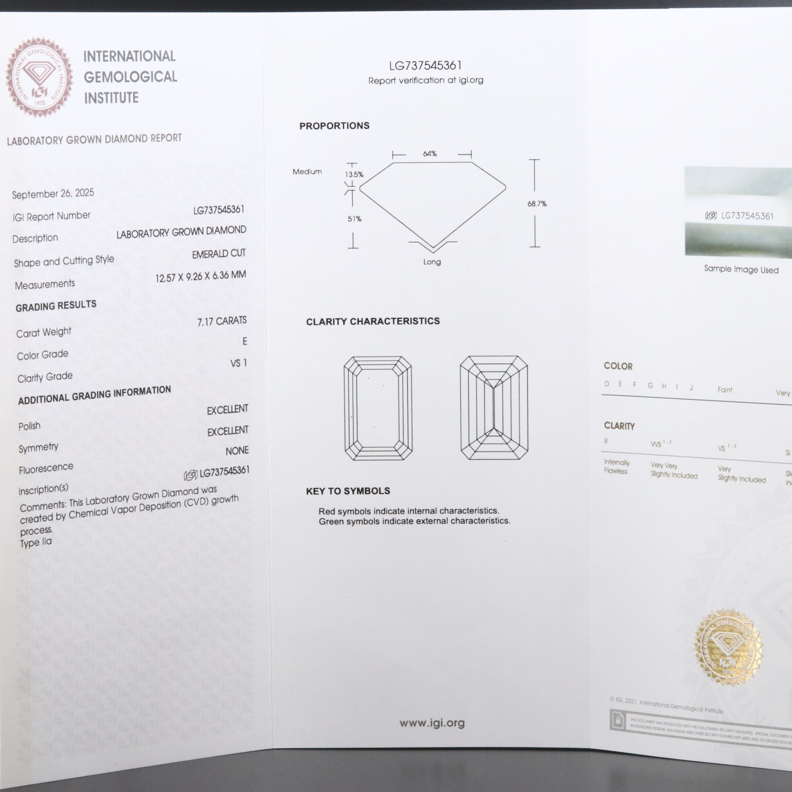 18K 7.17 CT Lab Grown Diamond Solitaire Ring with IGI Report