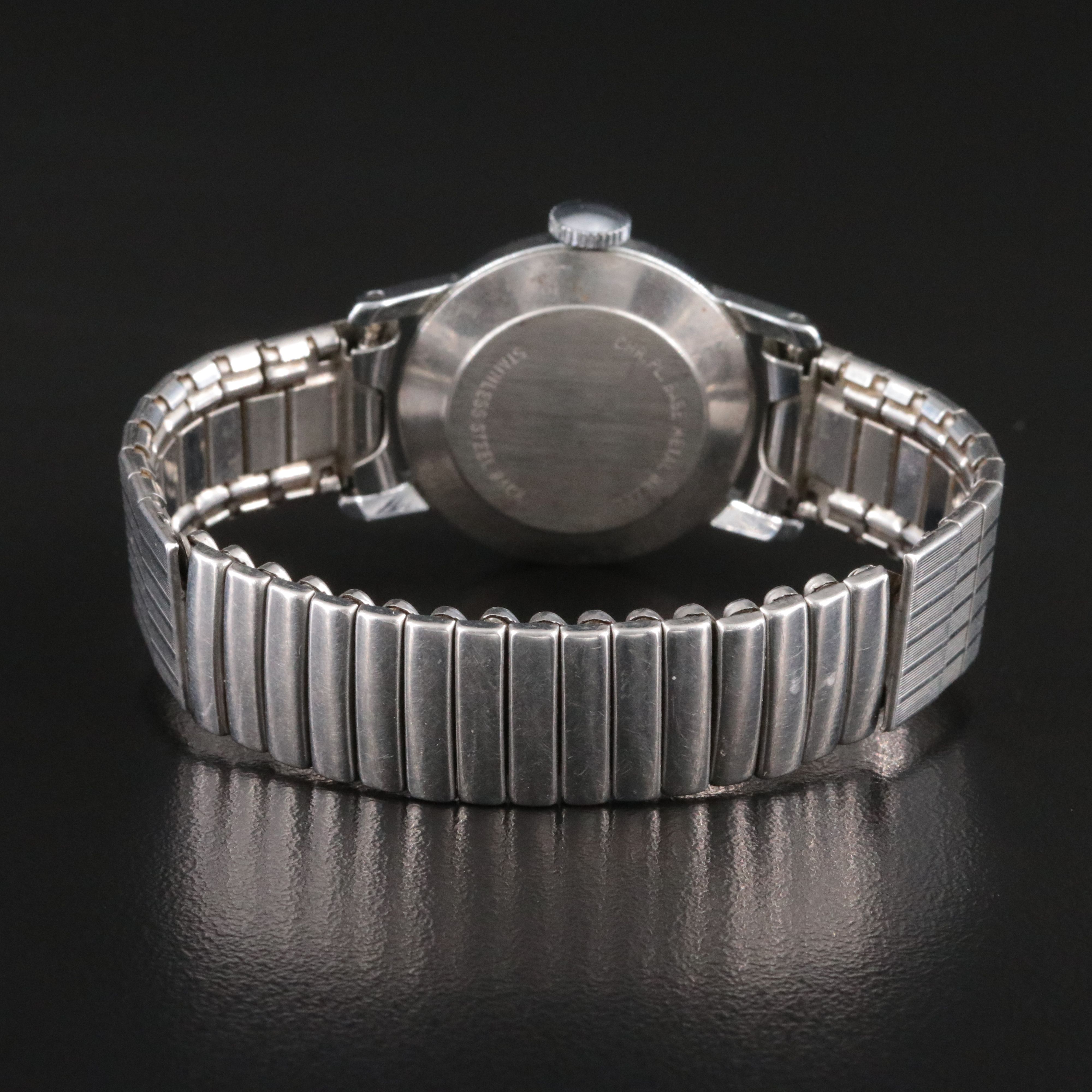 Vintage Ingersoll Silver Tone Mickey Mouse Stem Wind Watch