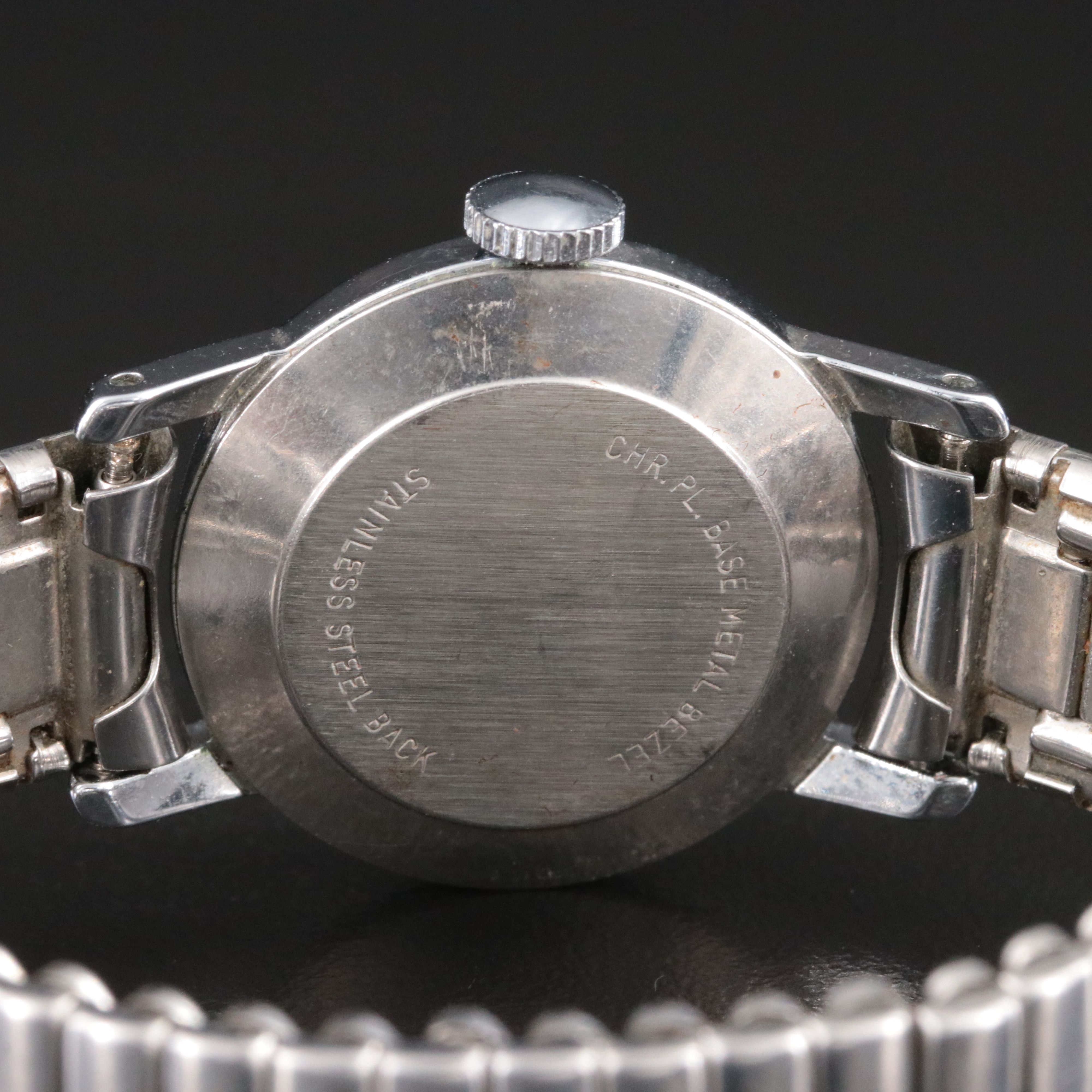 Vintage Ingersoll Silver Tone Mickey Mouse Stem Wind Watch