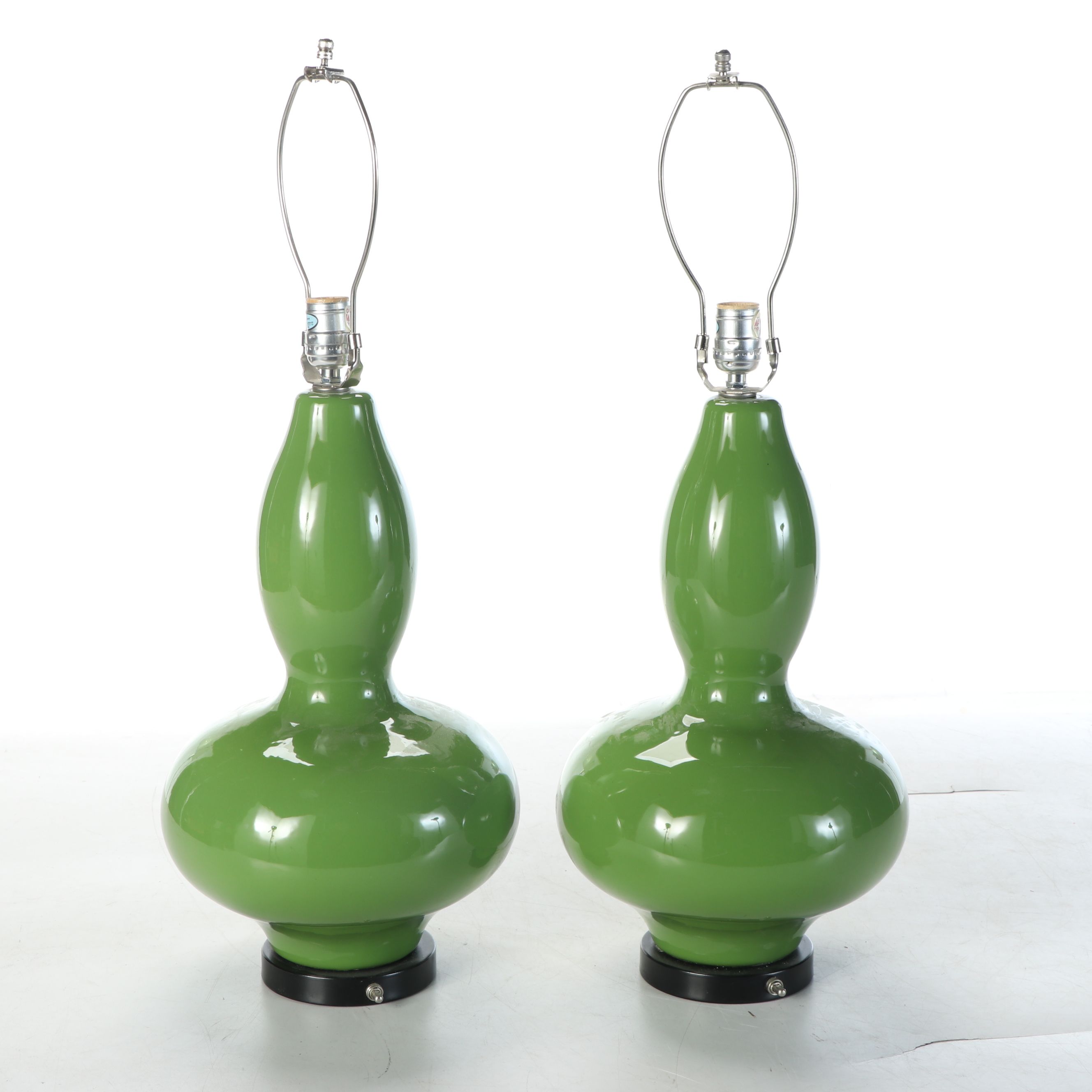 Modern Green Gourd Ceramic Table Lamps, 21st Century