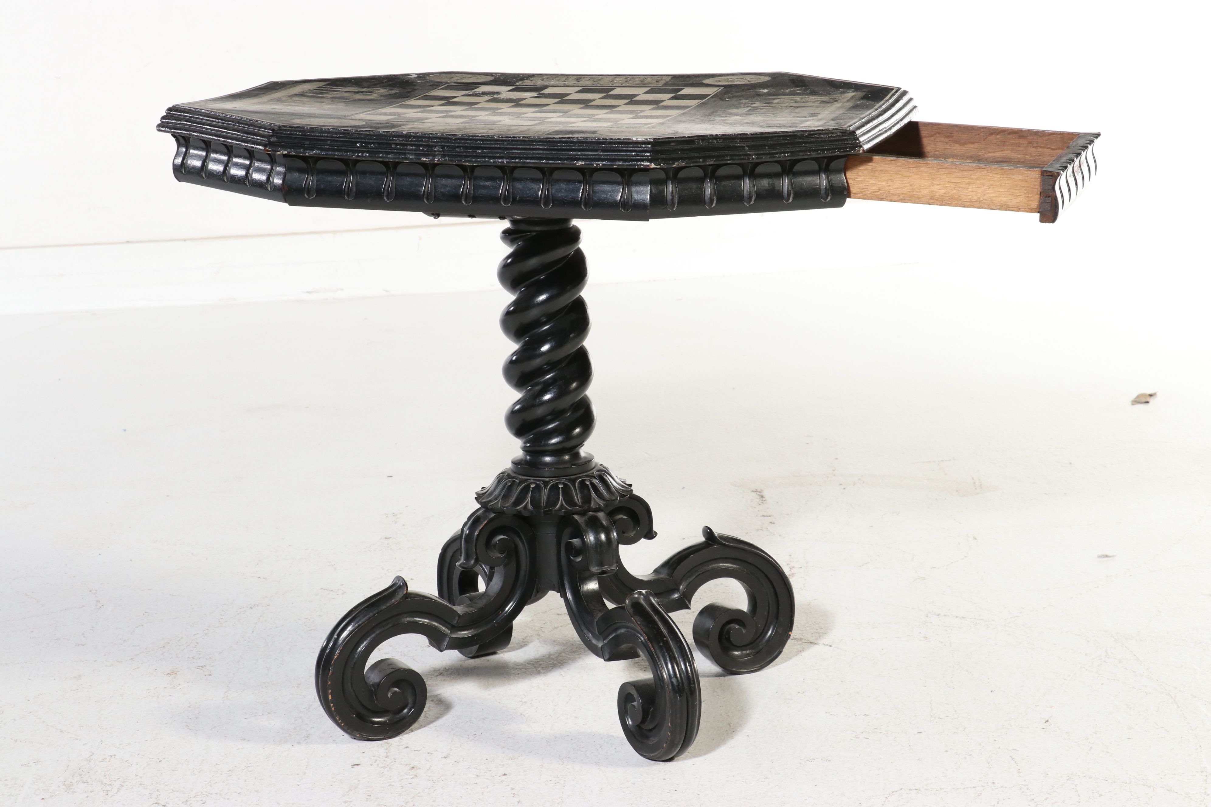 Neo-Grec Style Ebonized Games Table, Late 19th Century