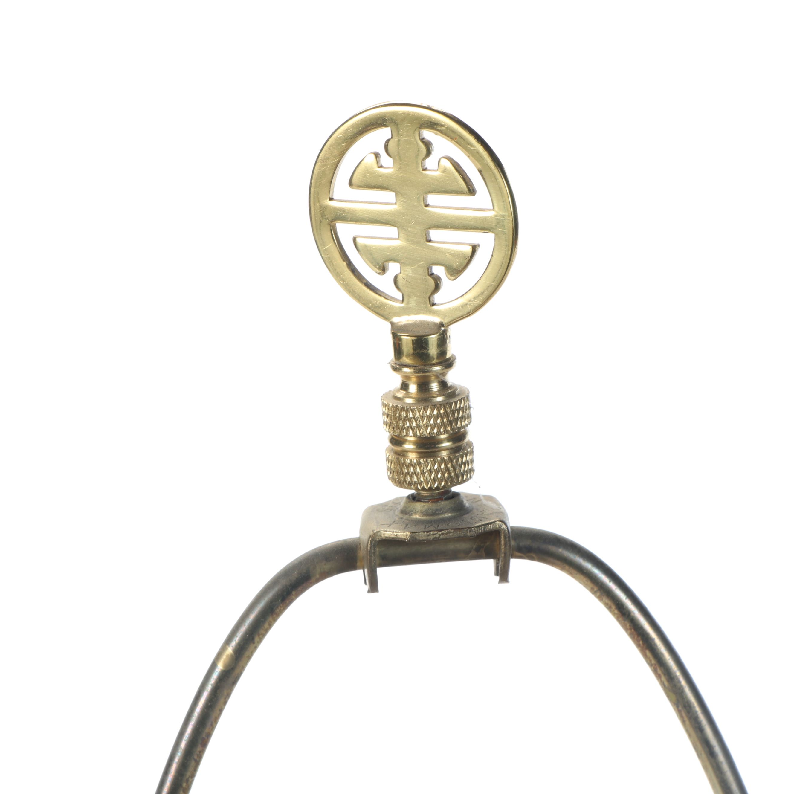 Chinese Hand-Painted Gold Enamel Hexagonal Table Lamp with Cast Metal Base